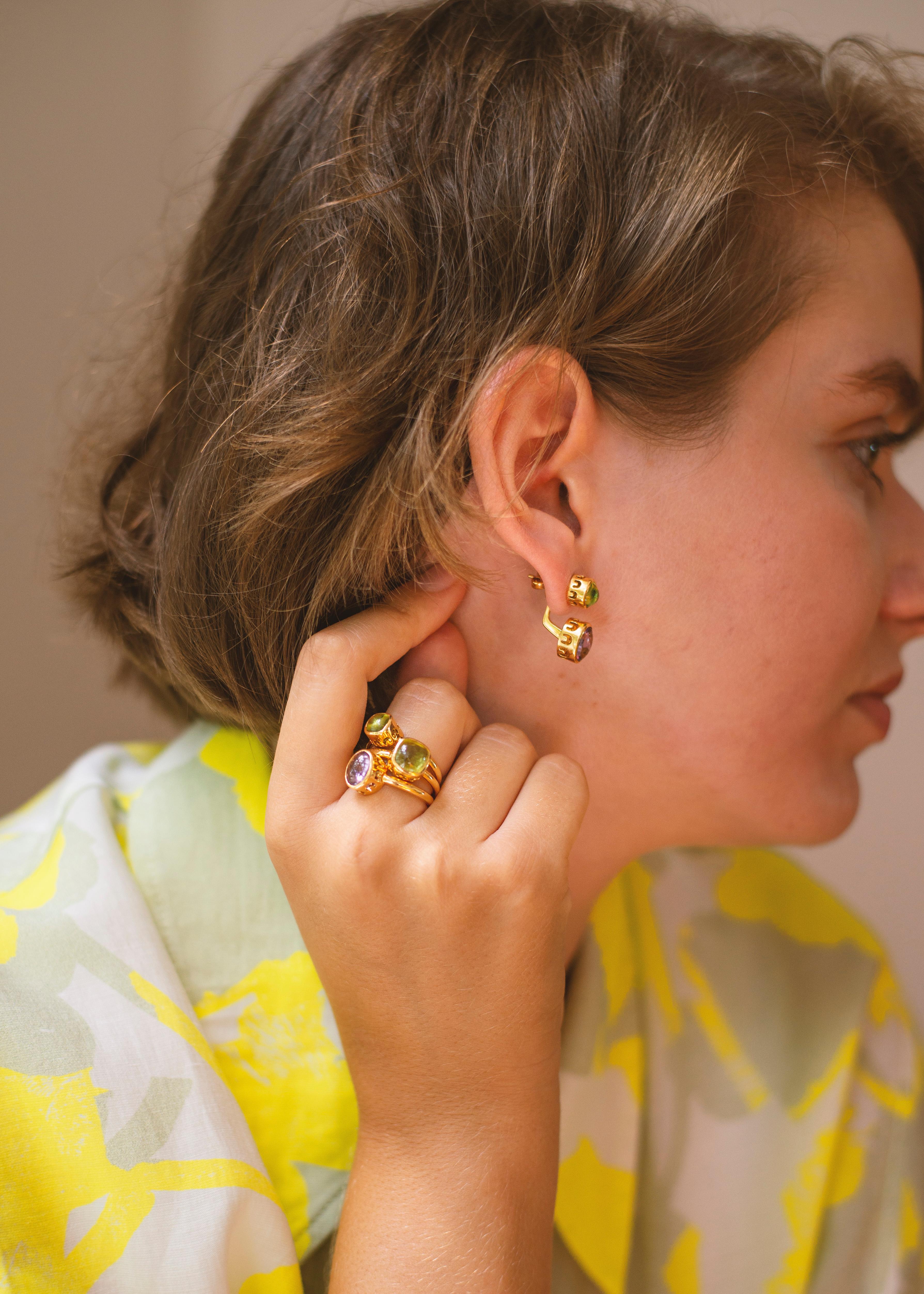 Sassi Fine Jewellery Secret of Berenice, Amethyst-Peridot Back to Front Earrings For Sale 10