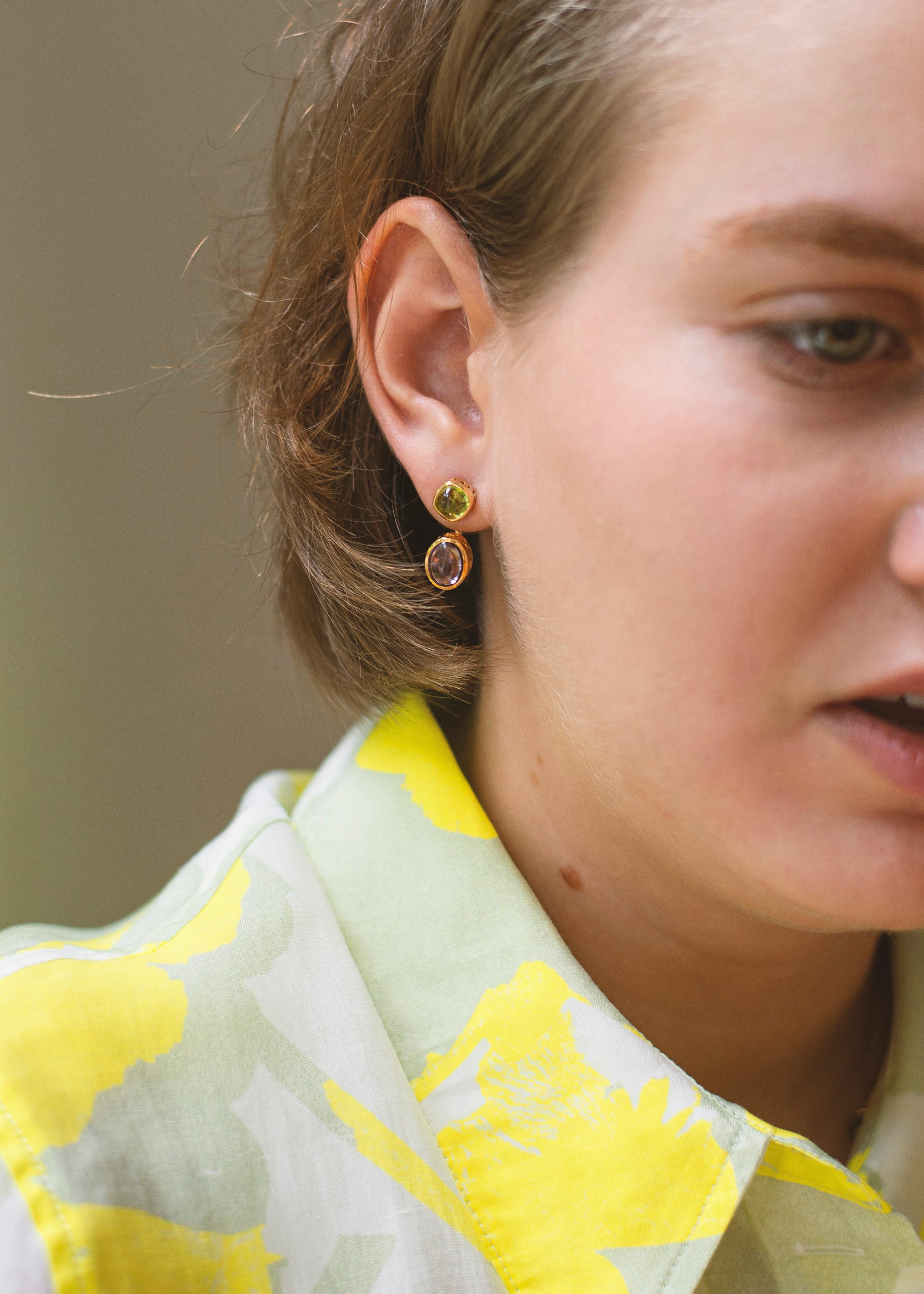 Sassi Fine Jewellery Secret of Berenice, Amethyst-Peridot Back to Front Earrings For Sale 2