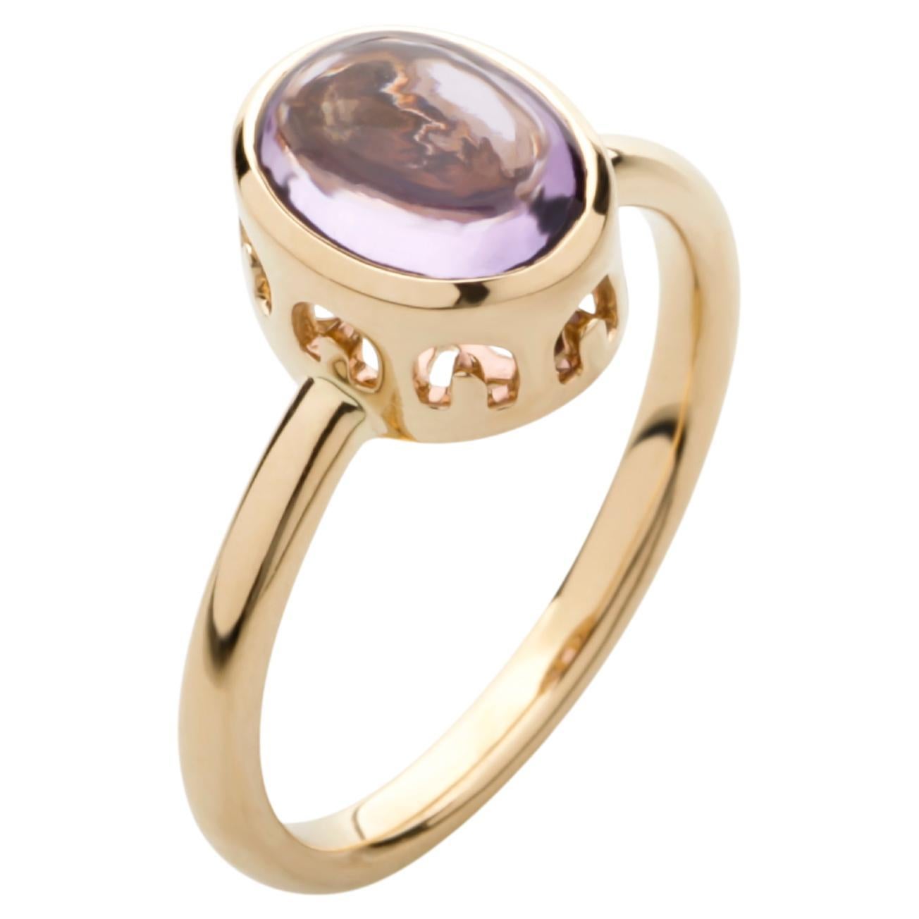 Sassi Fine Jewellery, Secret of Berenice, Amethyst Small Stack Yellow Gold Ring For Sale