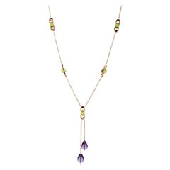 Sassi Fine Jewellery Secret of Berenice Lariat Necklace Amethyst Drops & Peridot