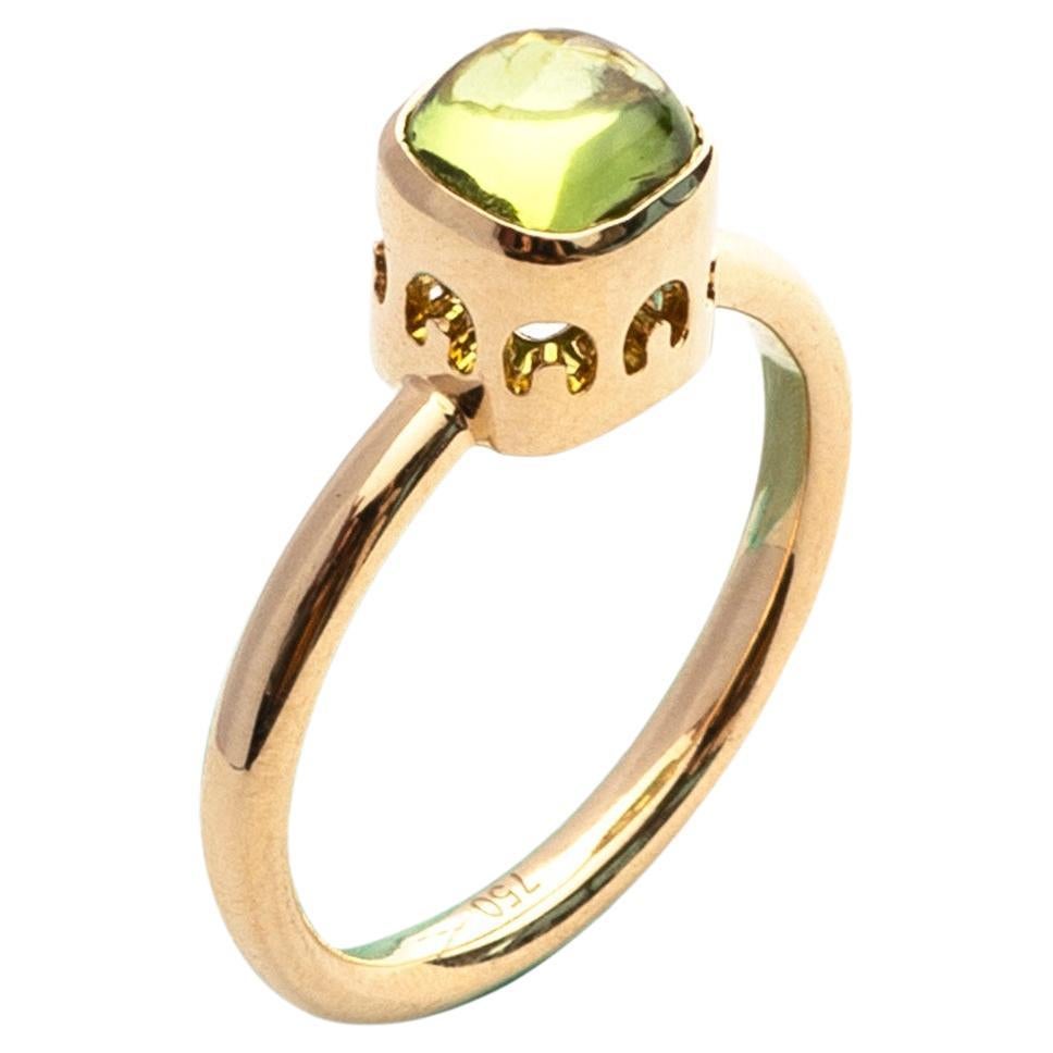 Sassi Fine Jewellery, Secret of Berenice, Peridot Small Stack Yellow Gold Ring For Sale