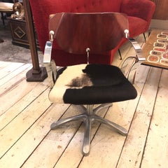 Sassi Vintage Steel, Curved Wood and leather hair Horse Hairdresser Chair, 1980