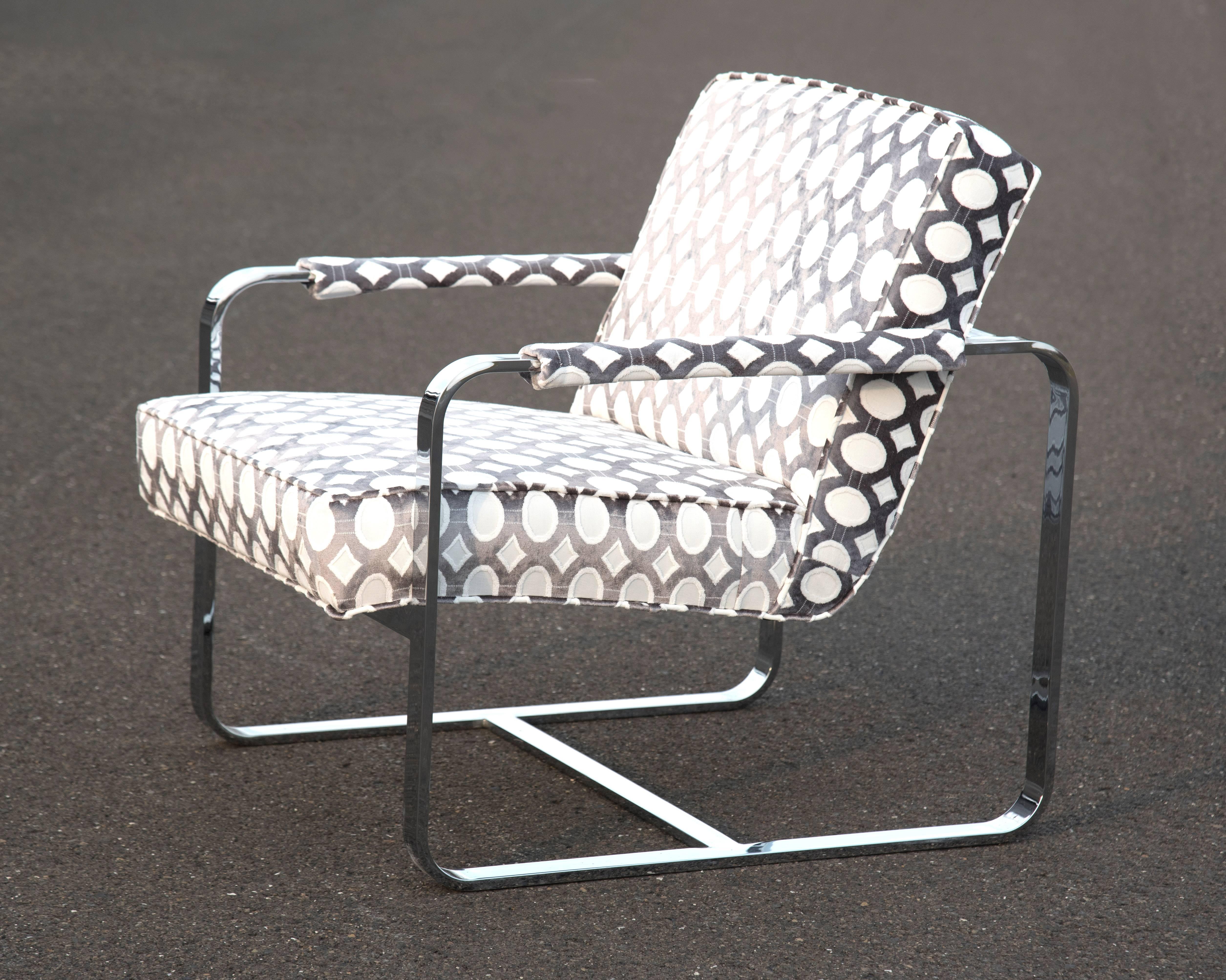 Sassy Sessel aus Stahl und gepolstertem Clubsessel, Mid-Century Modern (Moderne der Mitte des Jahrhunderts) im Angebot