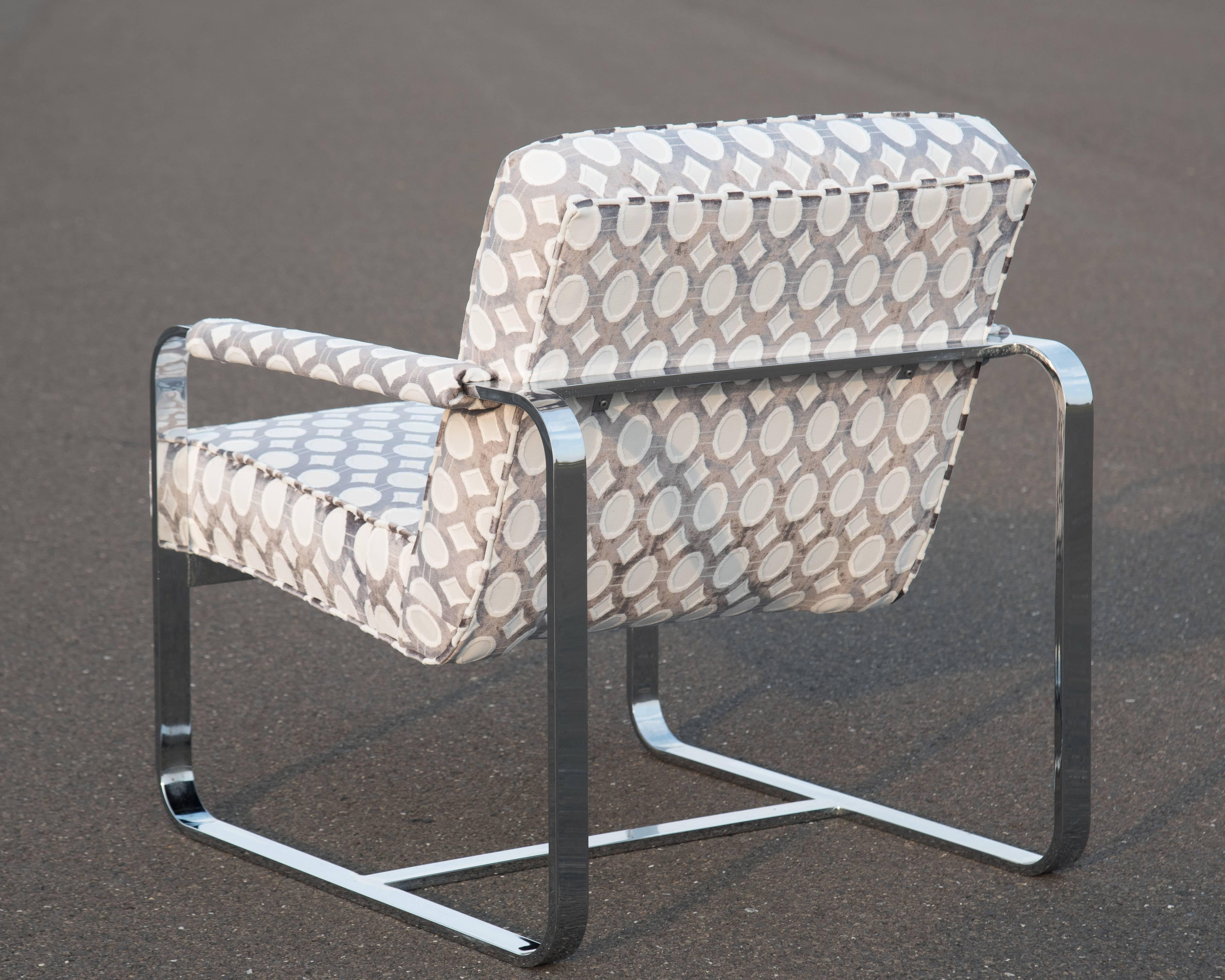 Sassy Sessel aus Stahl und gepolstertem Clubsessel, Mid-Century Modern (amerikanisch) im Angebot