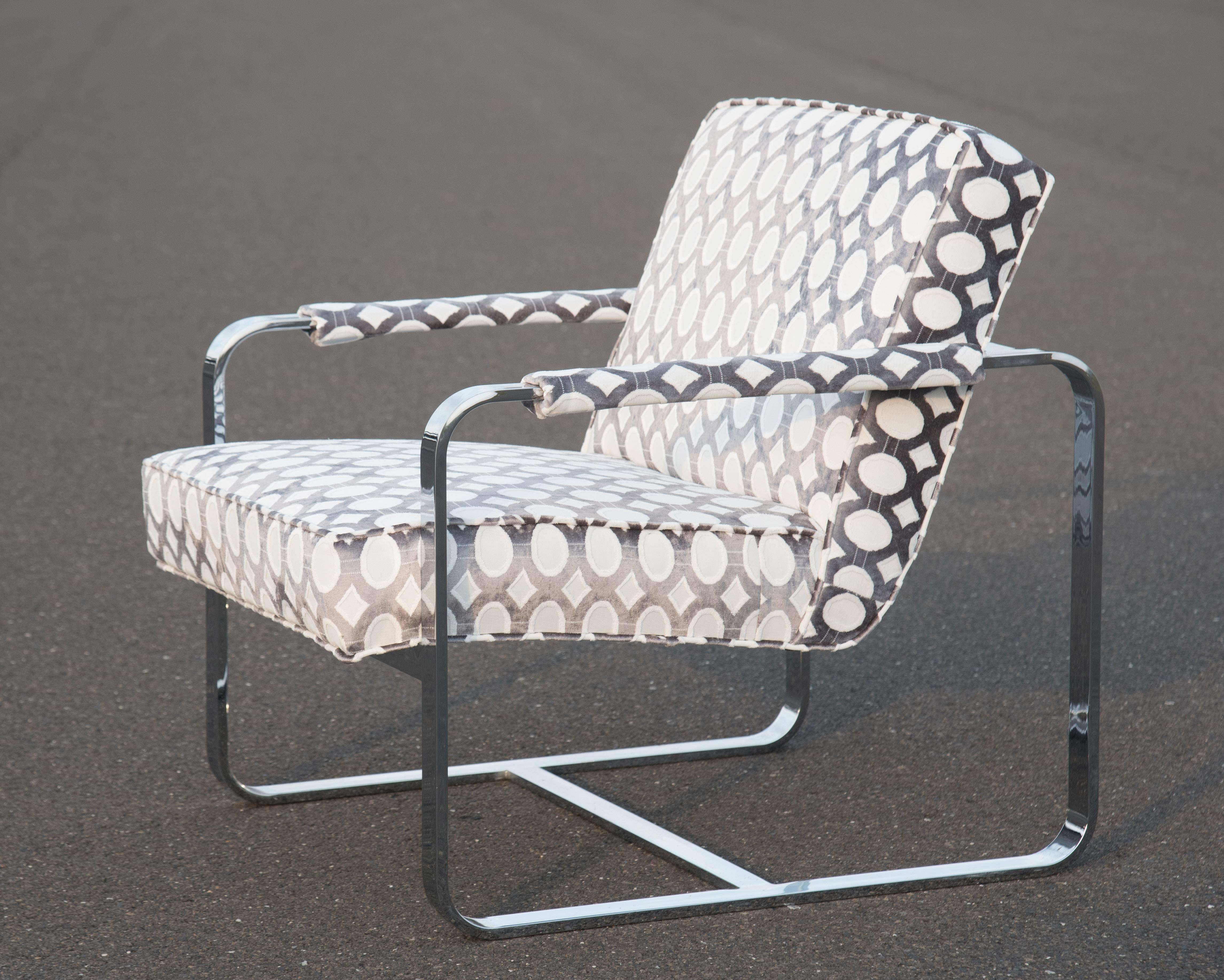 Late 20th Century Sassy Mid-Century Modern Steel and Upholstered Club Chair For Sale
