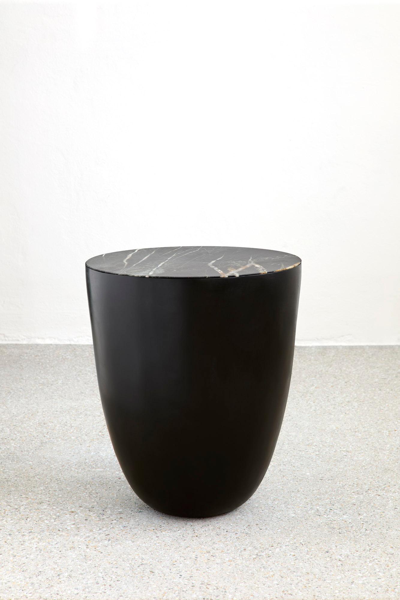 Unique SAT Side Table in Handsculpted Synthetic Resin and Stone by Megarisiotis
Unique Piece.
Dimensions: Ø 39,5 x H 47 cm.
Materials: Synthetic resin and stone.

Sidetable SAT is derived from the eponymous Sanskrit word and describes the absolute