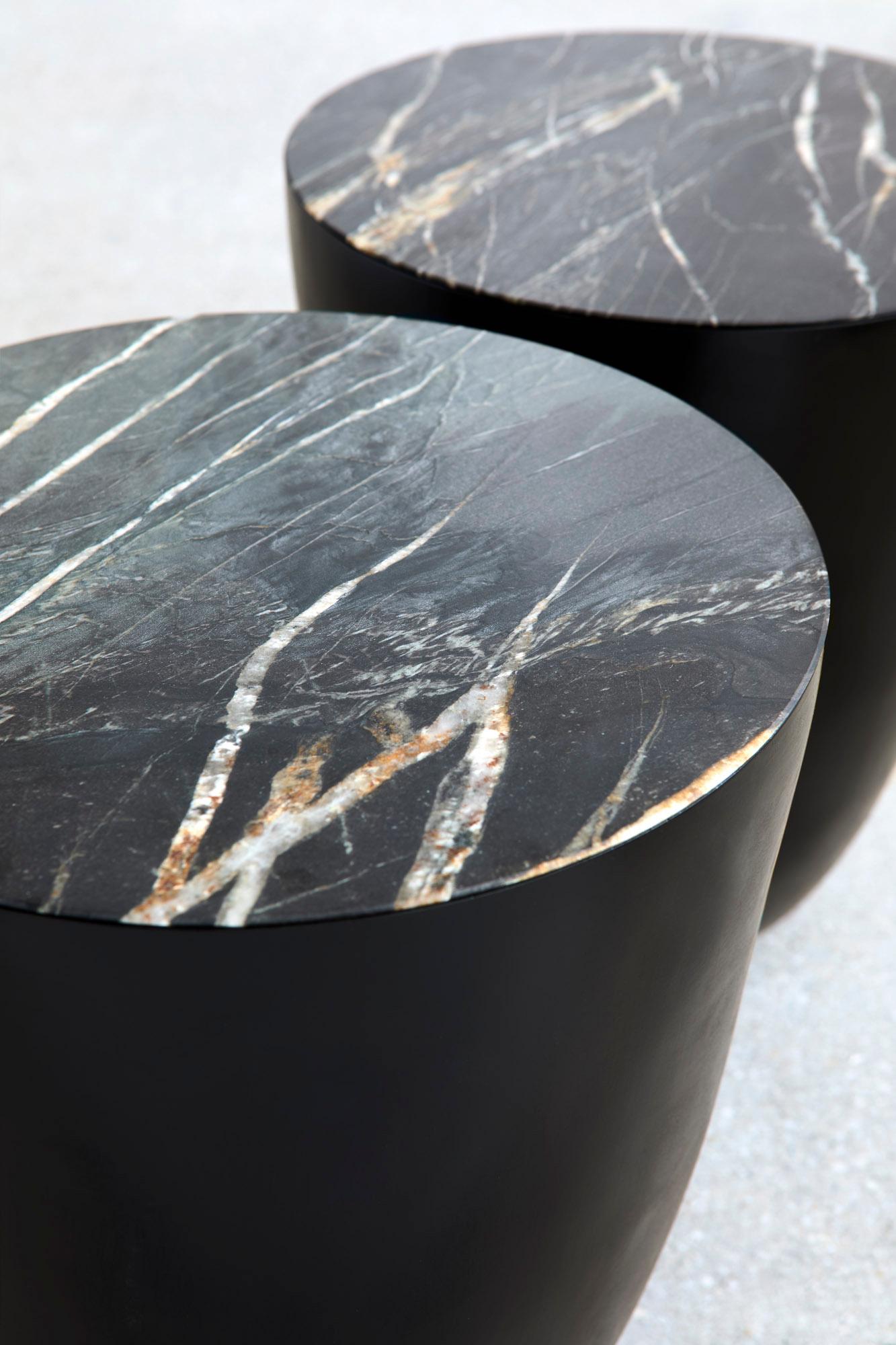 Post-Modern Unique SAT Side Table in Handsculpted Synthetic Resin and Stone by Megarisiotis For Sale