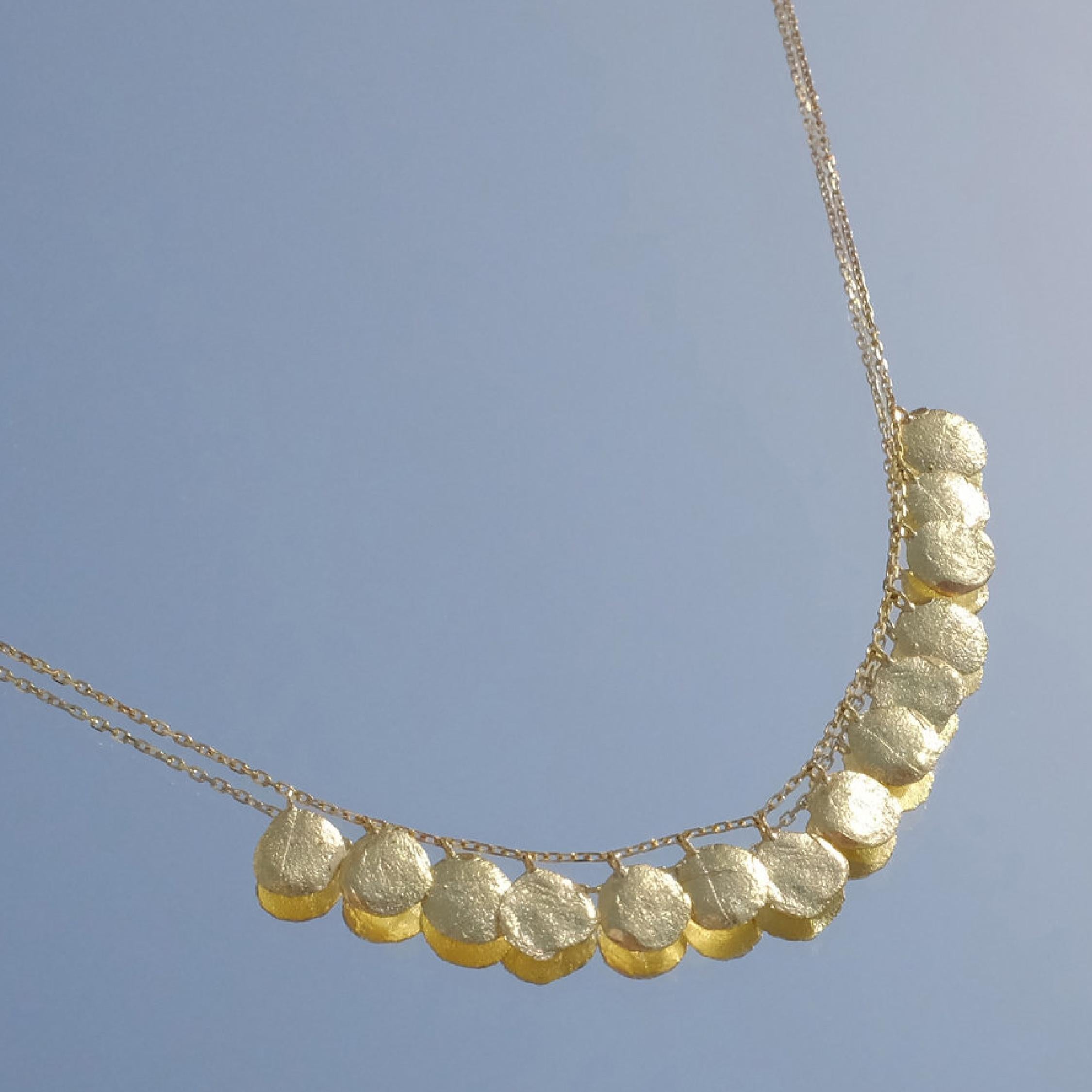 Artist Satami Necklace 18k Yellow Gold Disc Necklace For Sale