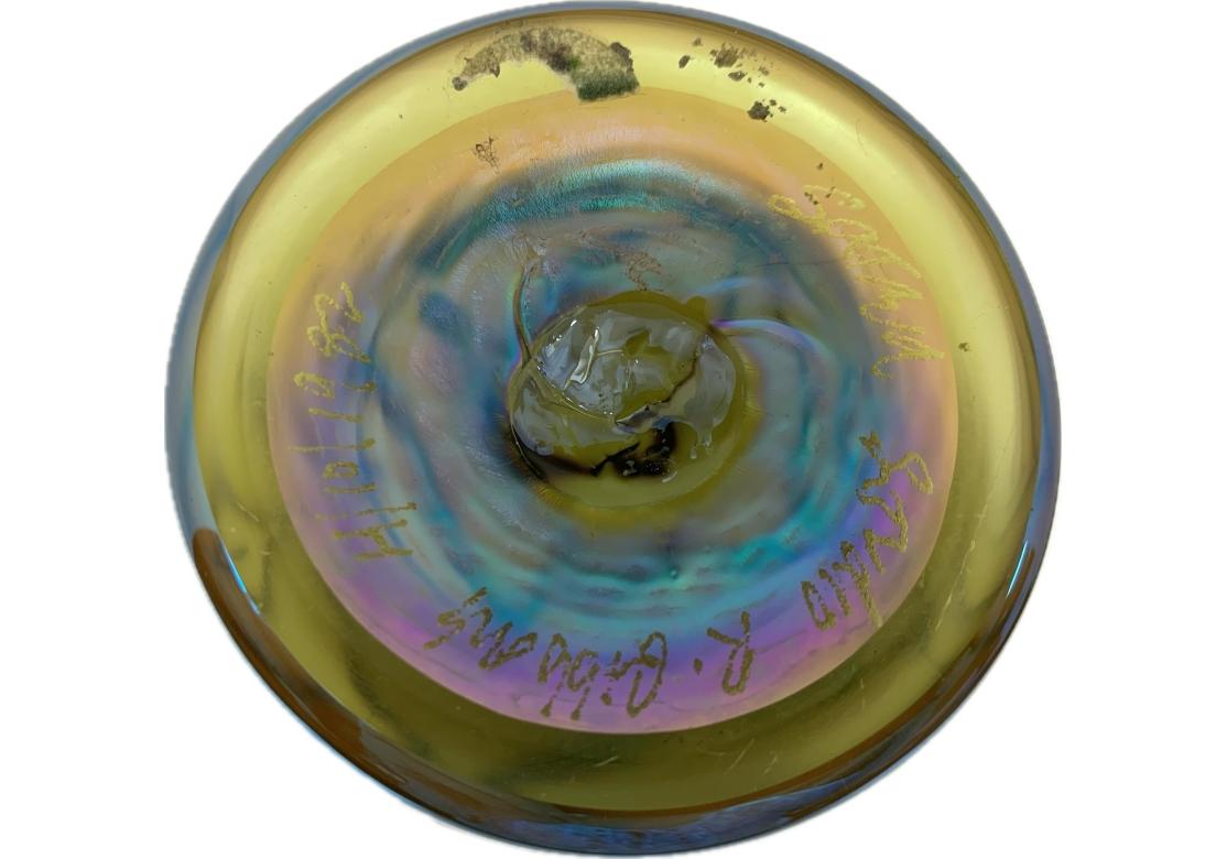 Art Nouveau Vaso in vetro artistico con piume di Richard Satava Studio A. Richard Gibbons 1982 in vendita