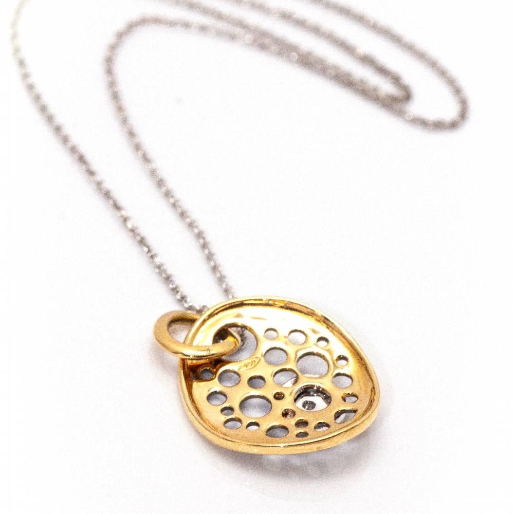 Taille brillant Collier SATELIT en or bicolore et diamants en vente