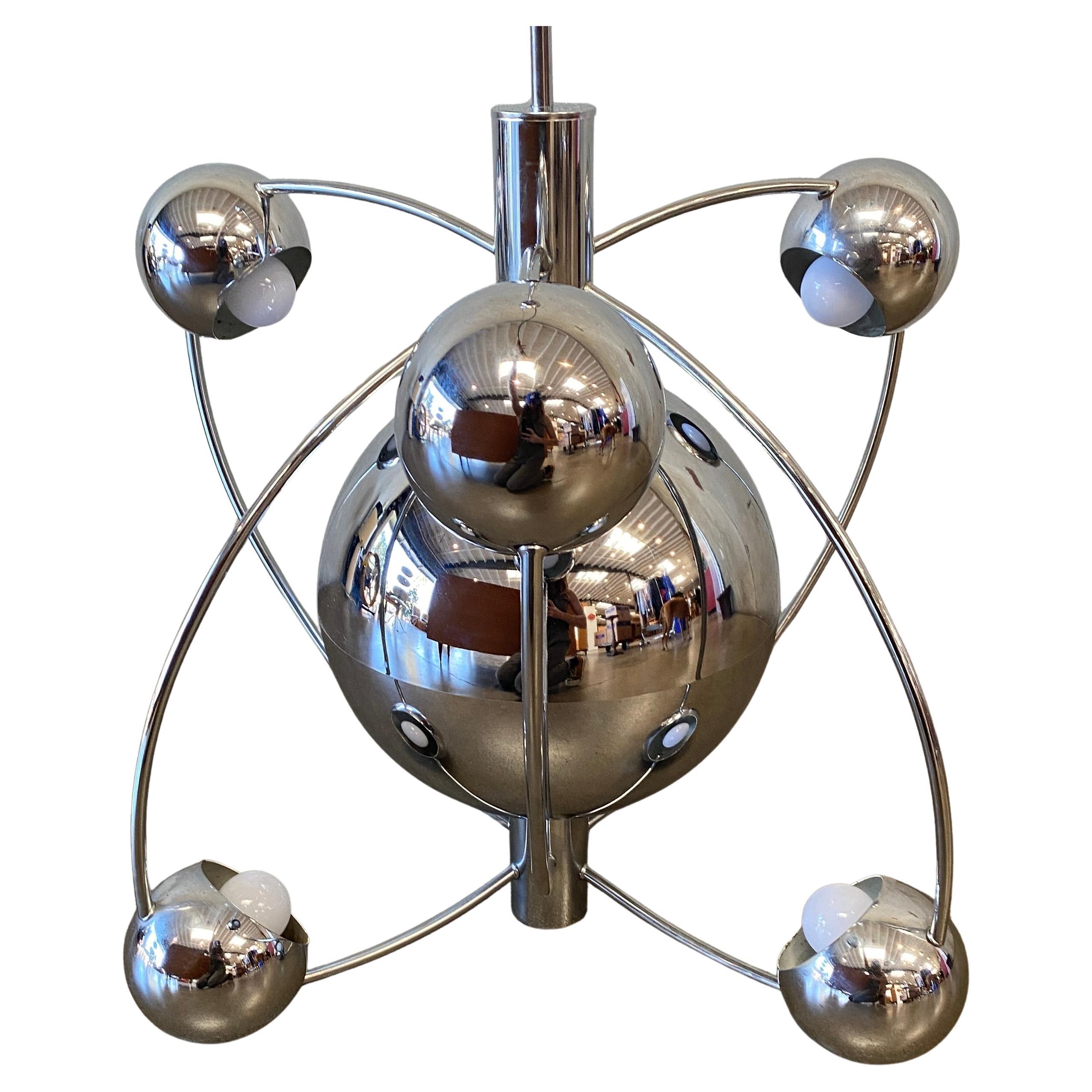 Satellite Chandelier Chrome by Reggiani, Italy, 1970s