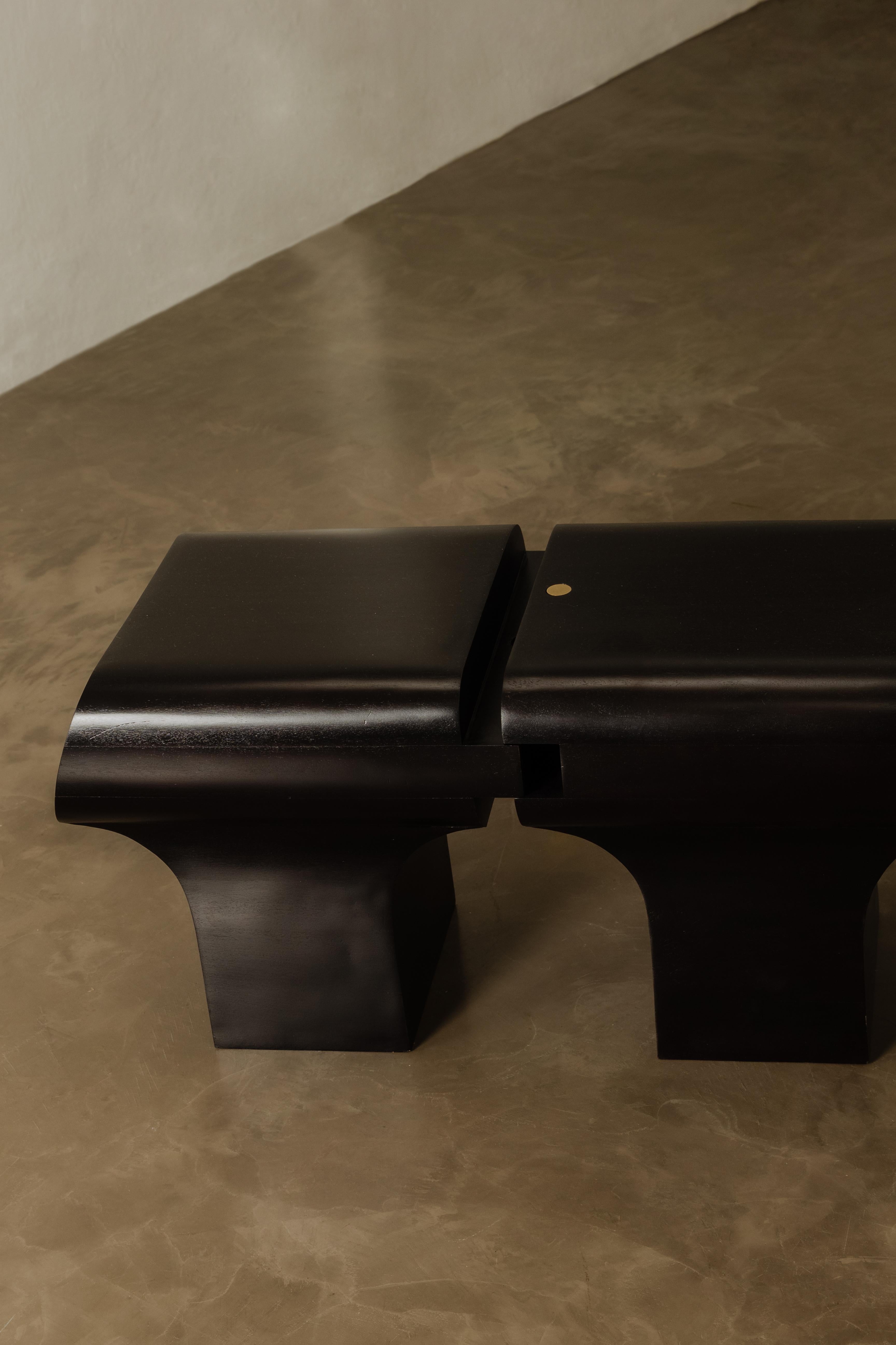Woodwork Satellite Collection - Itamar Bench (ebonized version) by Pedro Ávila For Sale