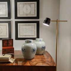 Satellite Jet Black Brass Floor Lamp