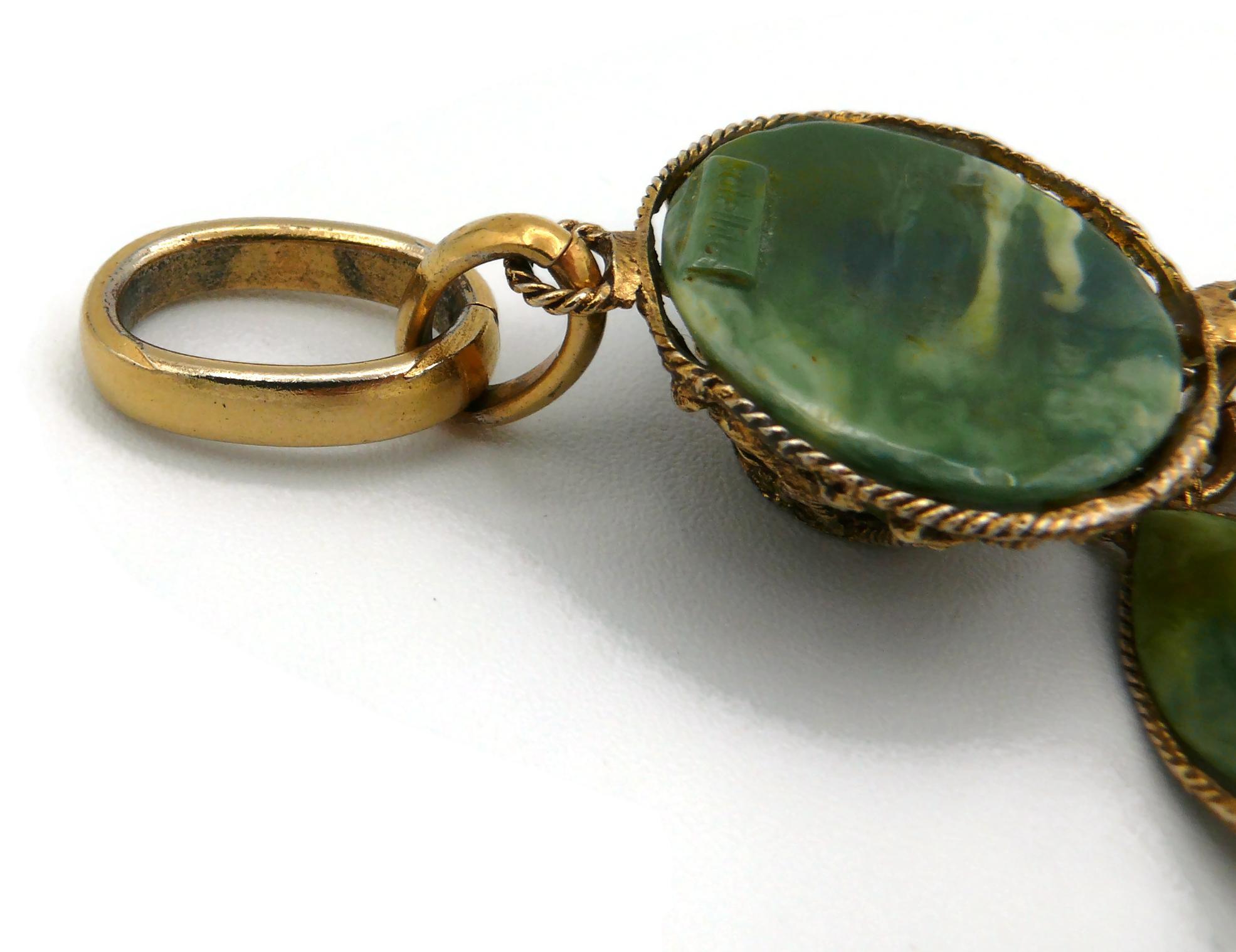 Satellite Paris Vintage Faux Jade Charm Bracelet For Sale 3