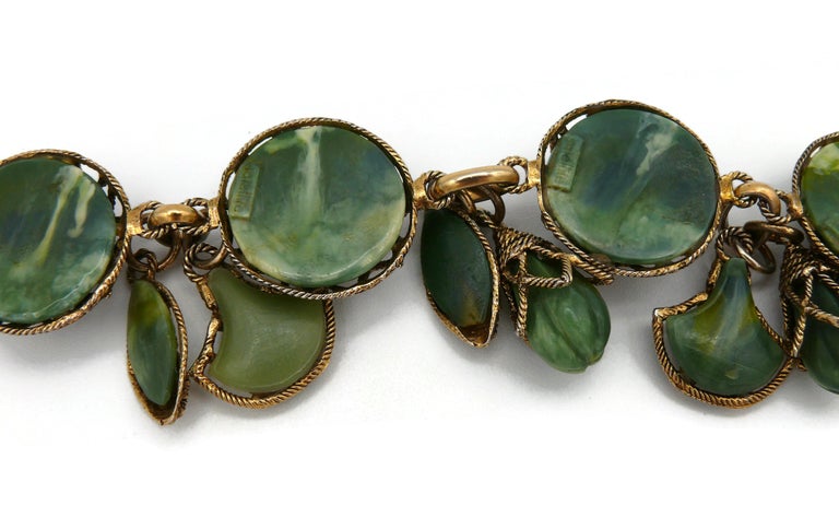 Satellite Paris Vintage Faux Jade Charm Bracelet For Sale at 1stDibs