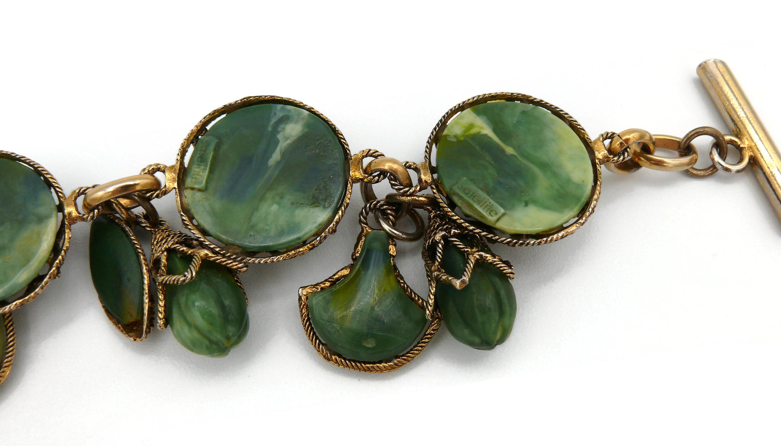 Satellite Paris Vintage Faux Jade Charm Bracelet For Sale 6