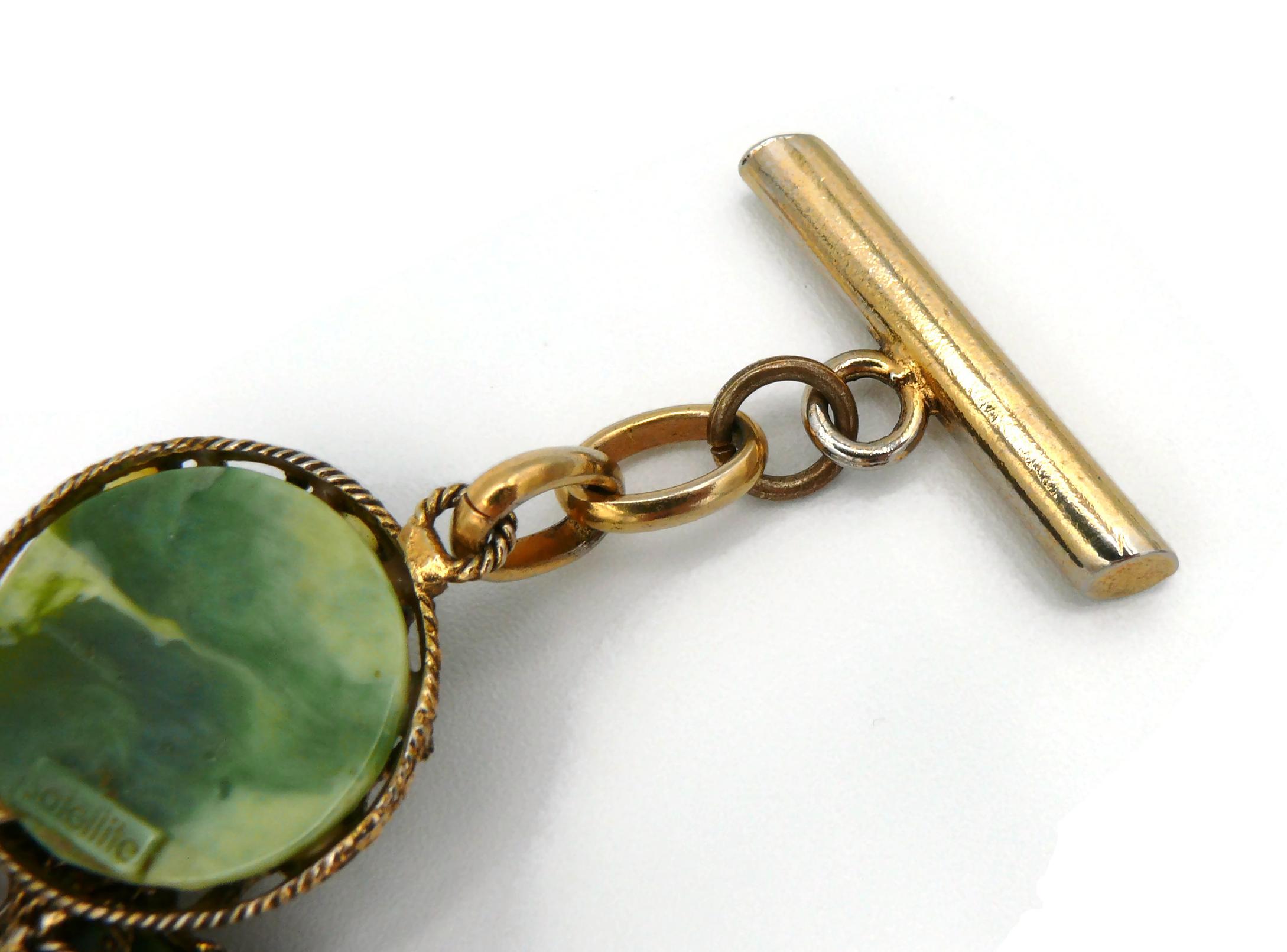 Satellite Paris Vintage Faux Jade Charm Bracelet For Sale 7