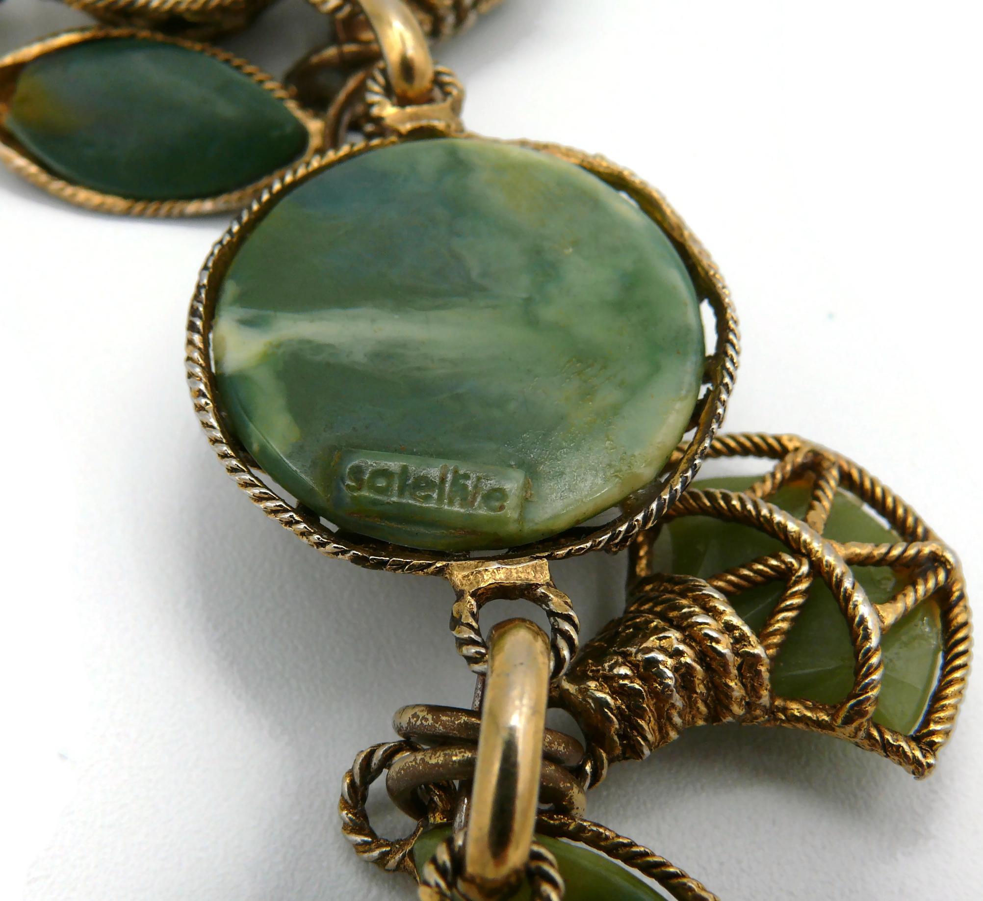 Satellite Paris Vintage Faux Jade Charm Bracelet For Sale 8
