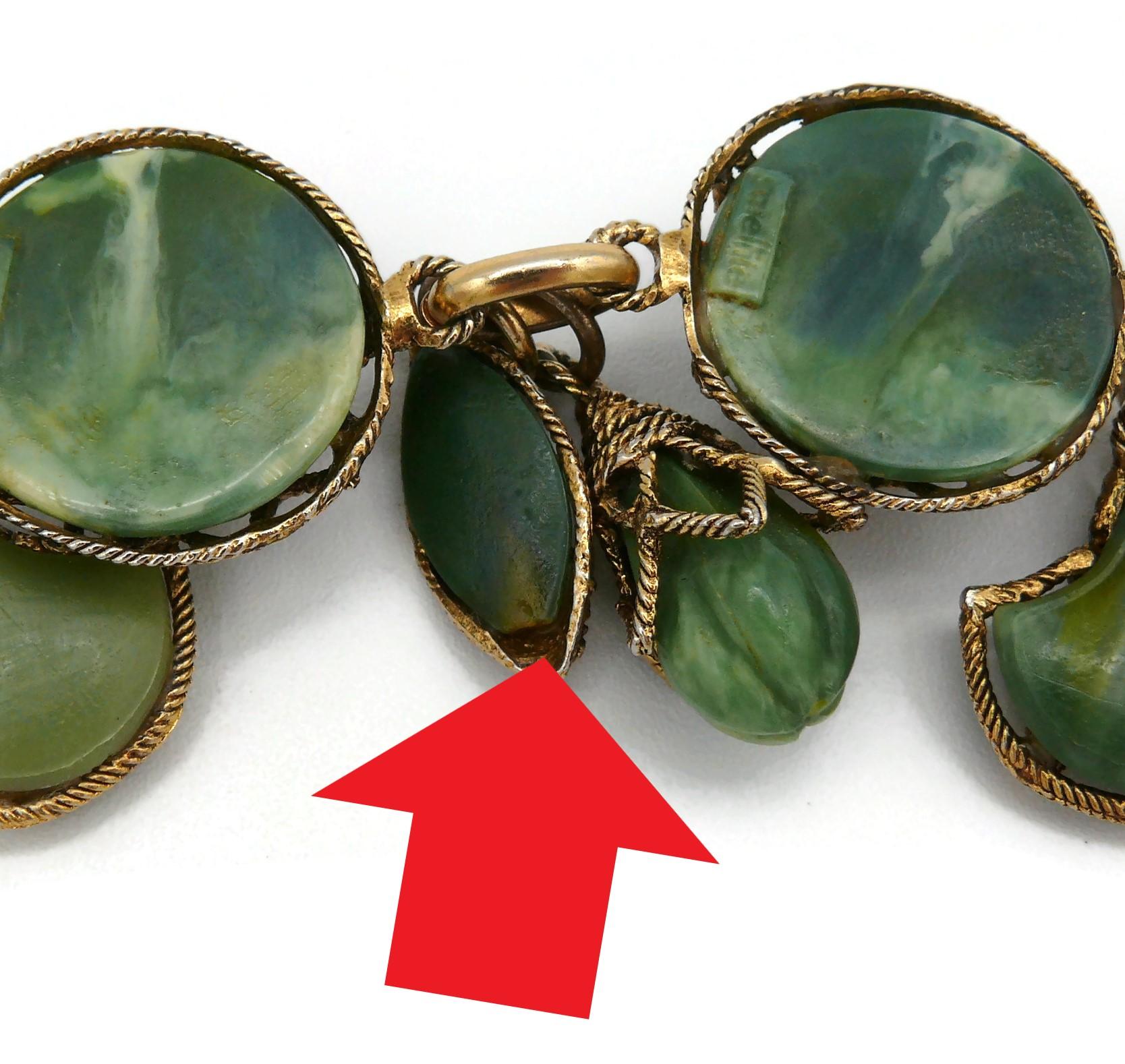 Satellite Paris Vintage Faux Jade Charm Bracelet For Sale 10