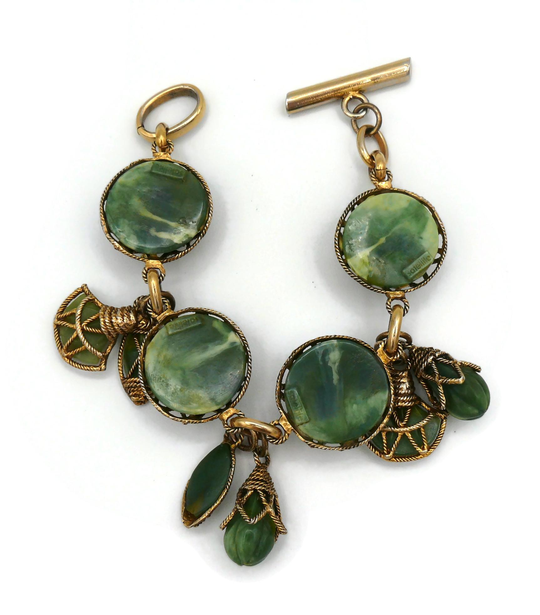 Satellite Paris Vintage Faux Jade Charm Bracelet For Sale 1