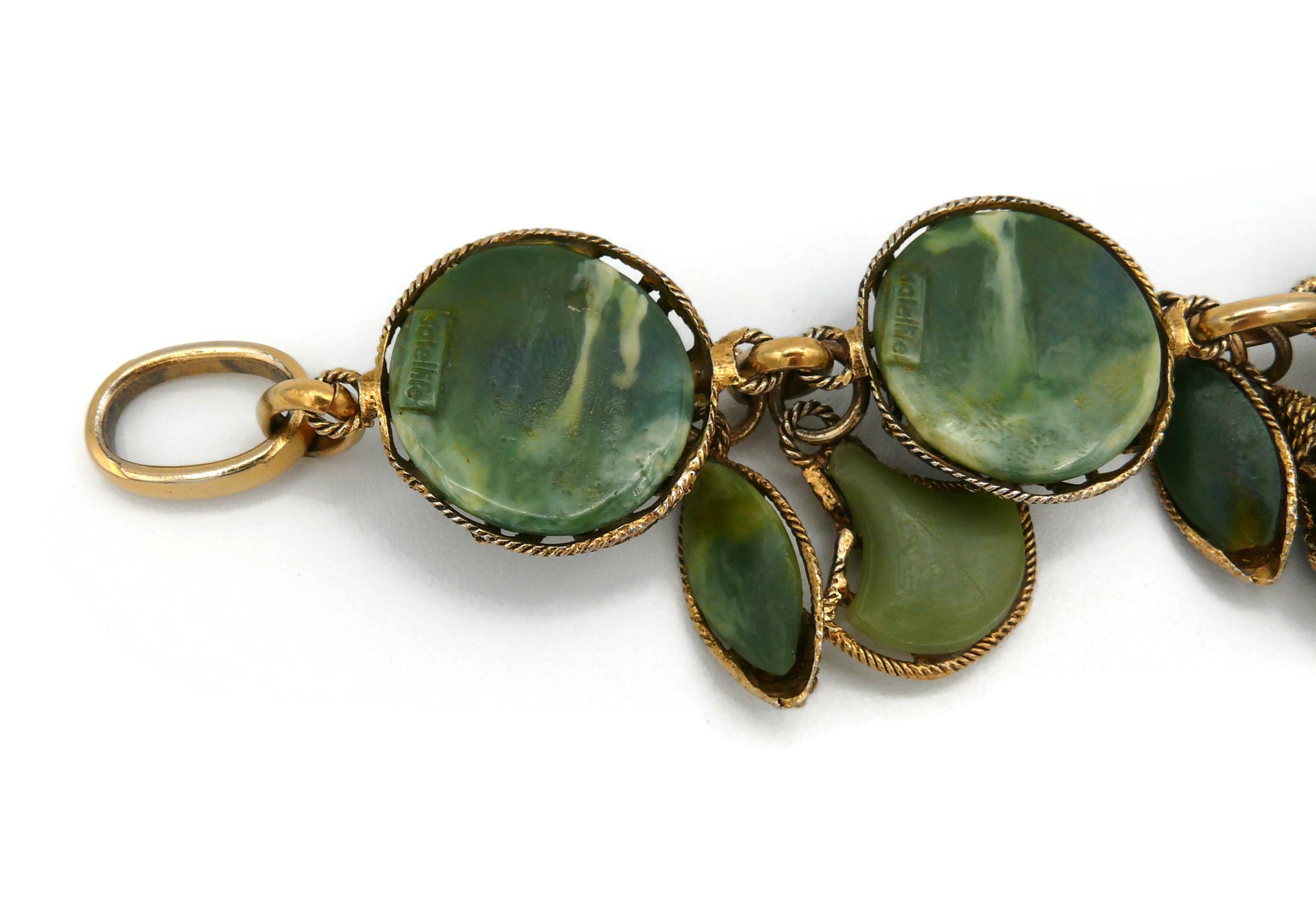 Satellite Paris Vintage Faux Jade Charm Bracelet For Sale 2