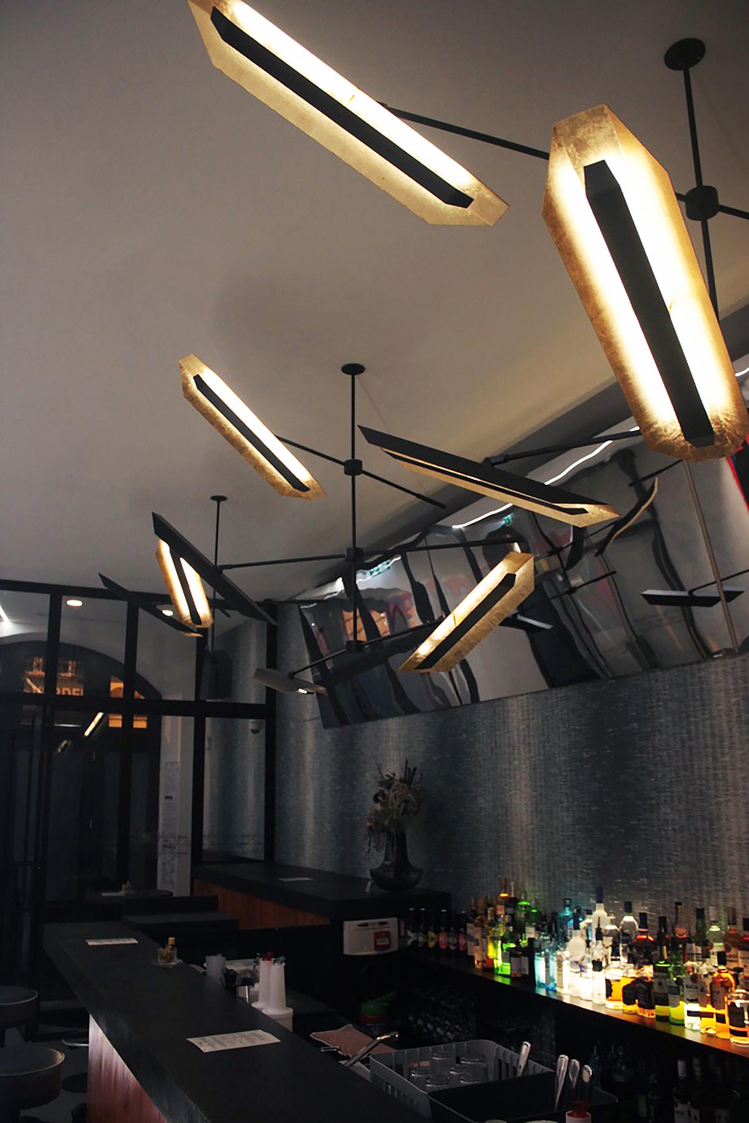 French Satellite Pendant Light Pendant by William Guillon and Pierre Mounier