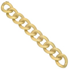 Satin 18 Karat Yellow Gold Wide Curb-Link Bracelet