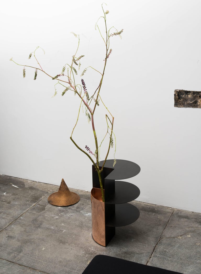 Satin Aluminum Side Table Planter by Birnam Wood Studio For Sale at 1stDibs