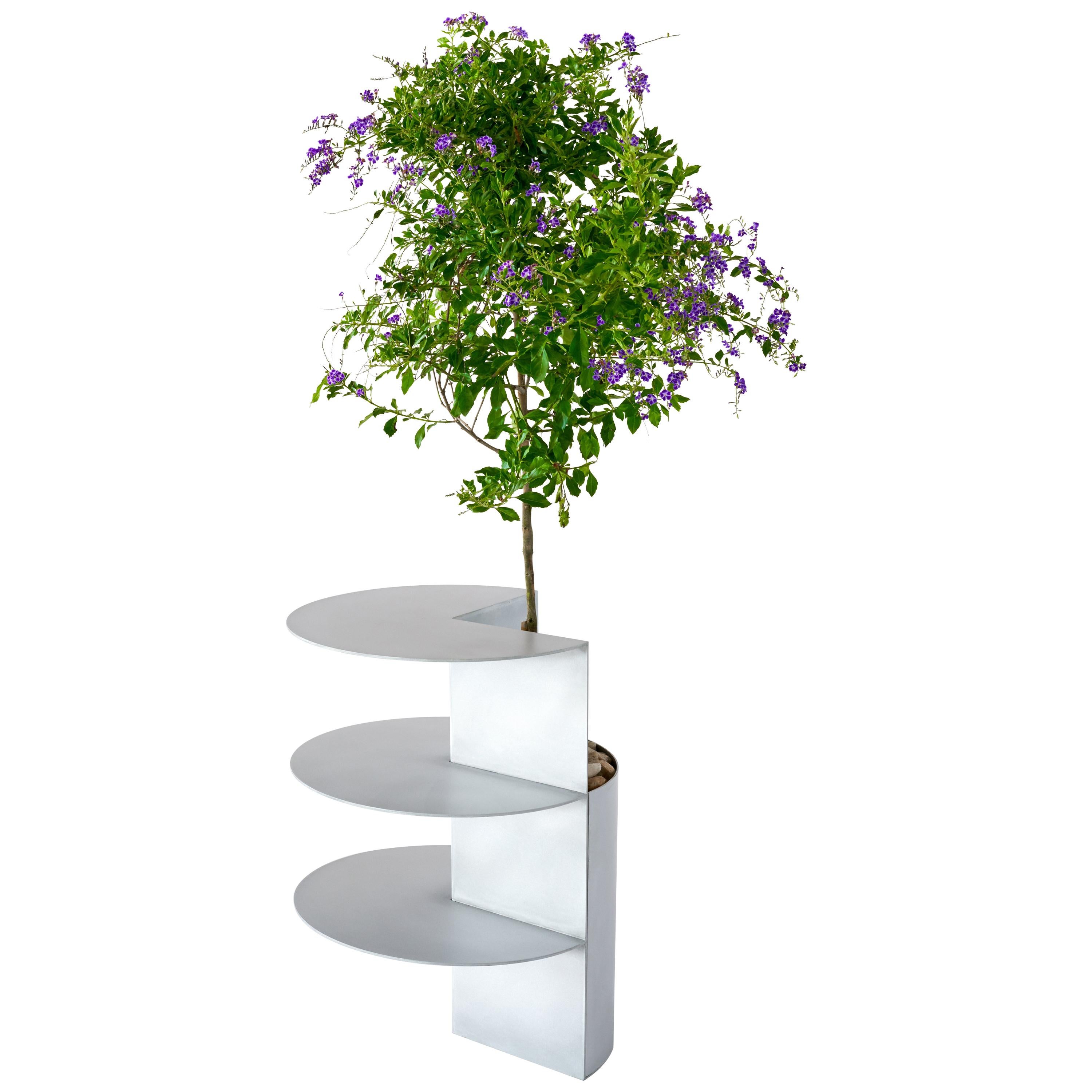 Satin Aluminum Side Table Planter by Birnam Wood Studio For Sale