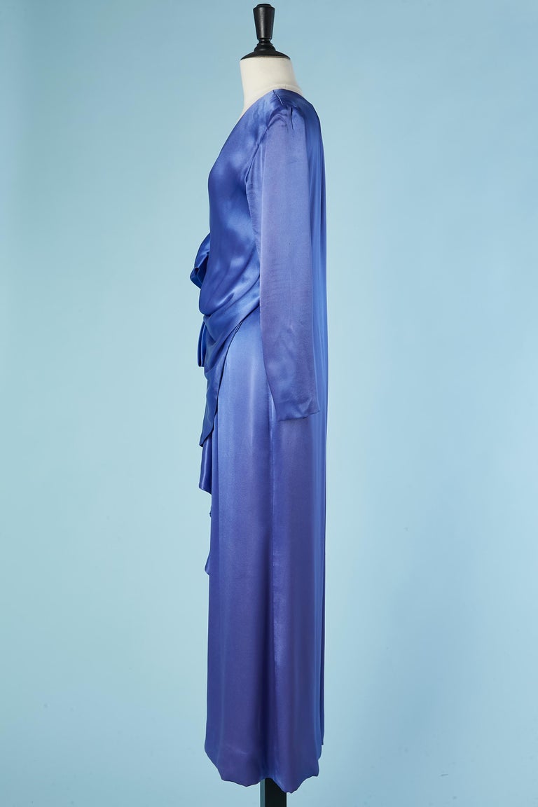 Satin asymmetrical draped cocktail dress with bow Givenchy Nouvelle Boutique For Sale 1
