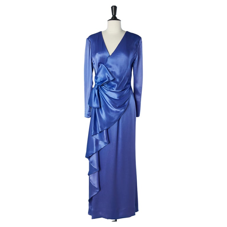 Satin asymmetrical draped cocktail dress with bow Givenchy Nouvelle Boutique For Sale