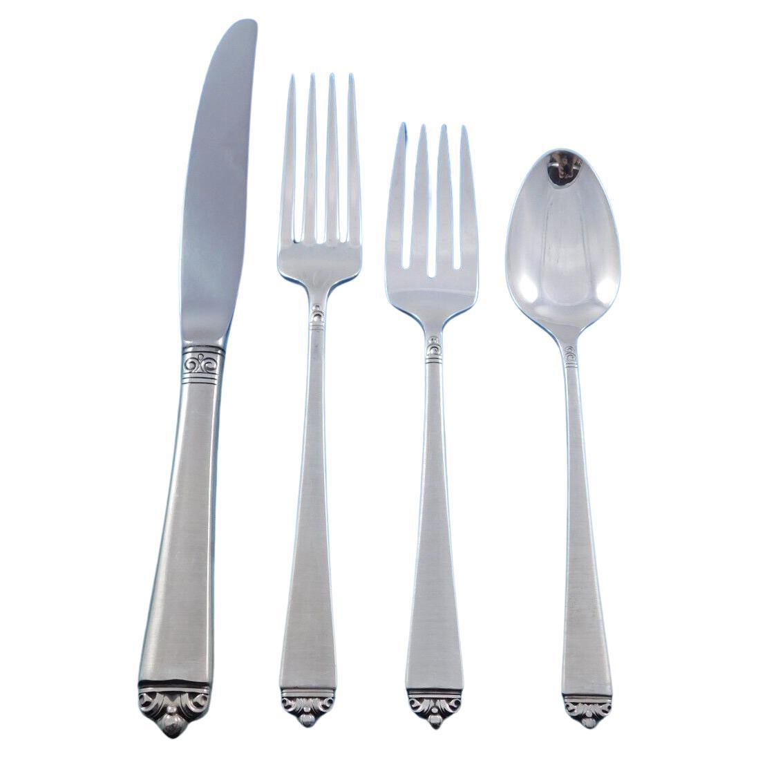 Satin Beauty by Oneida Sterling Silver Flatware Set for 12 Service 52 pieces For Sale