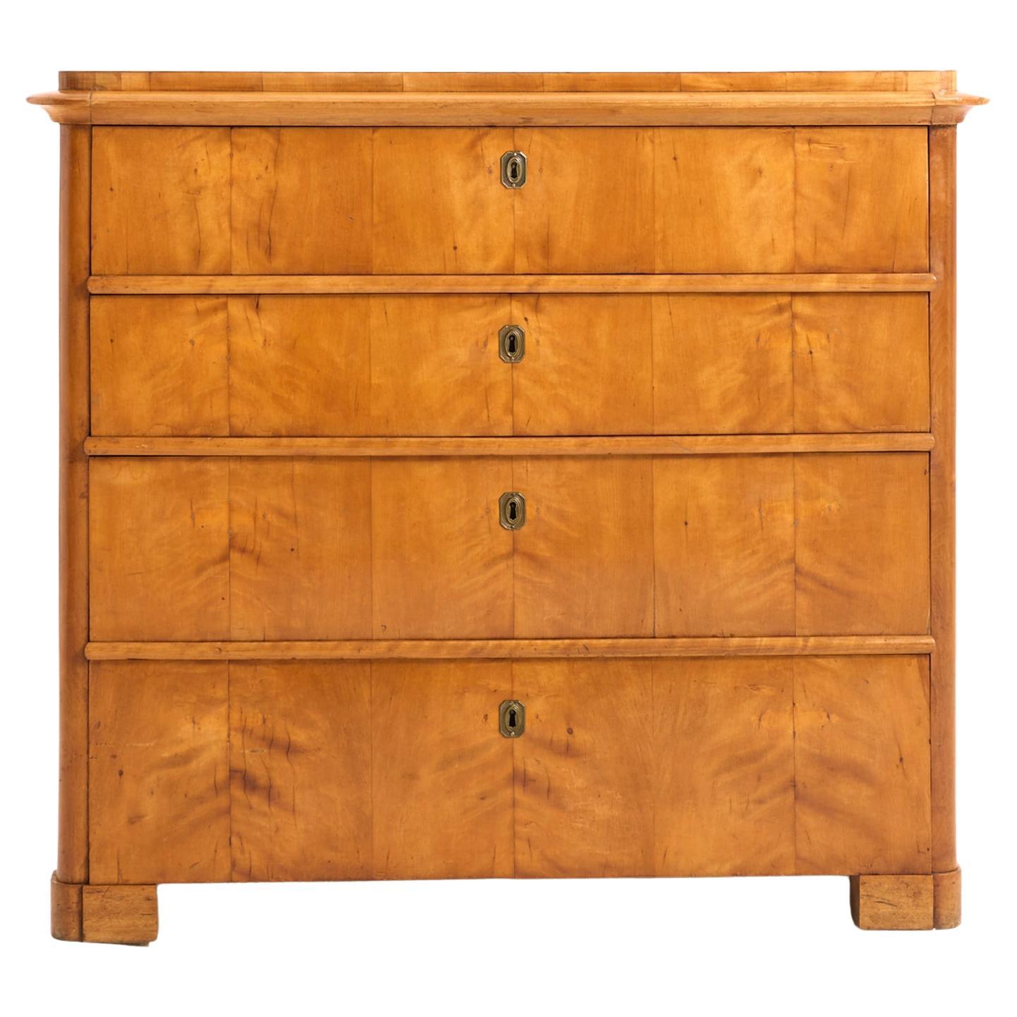 Satin Birch Chest of Drawers For Sale