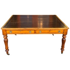Satin Birch English Writing Desk with Leather Writing Surface, circa 1840