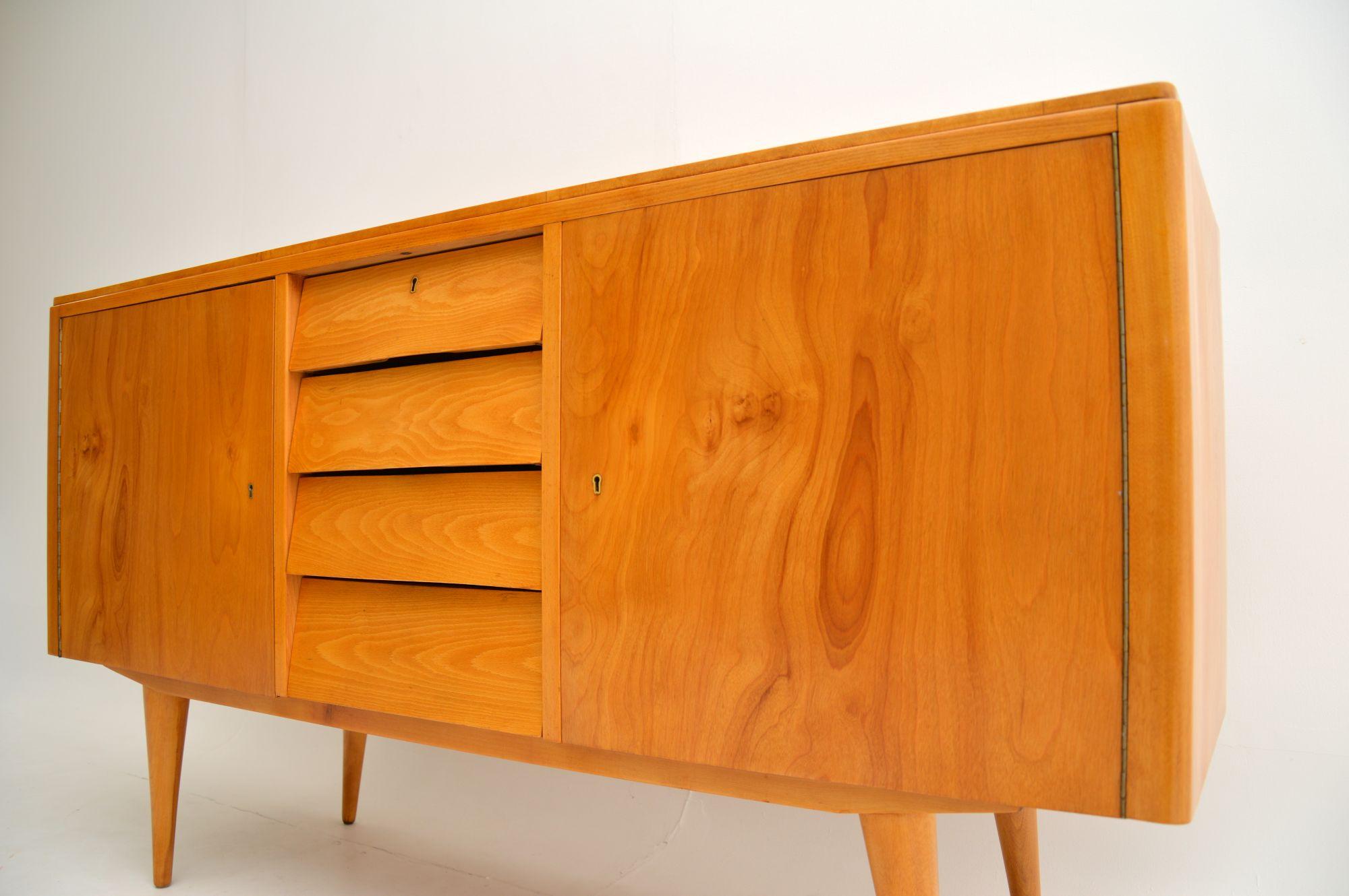 European Satin Birch Sideboard Vintage, 1950’s