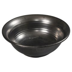 Satin black enamel fruit bowl attributed to Robert Picault, Vallauris 1950s