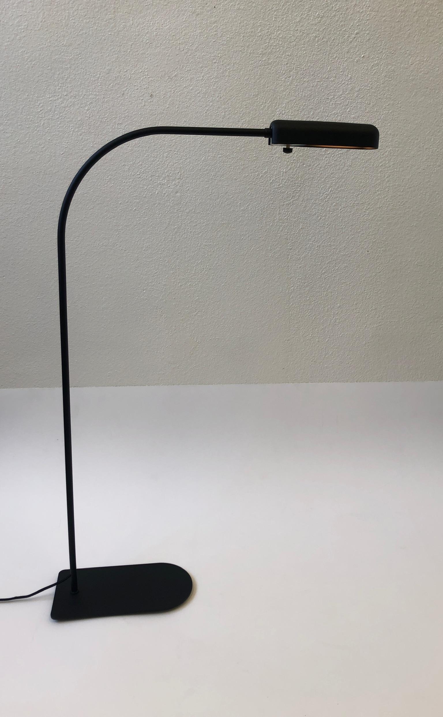 Satin Black Reading Floor Lamp by Ron Rezek 3