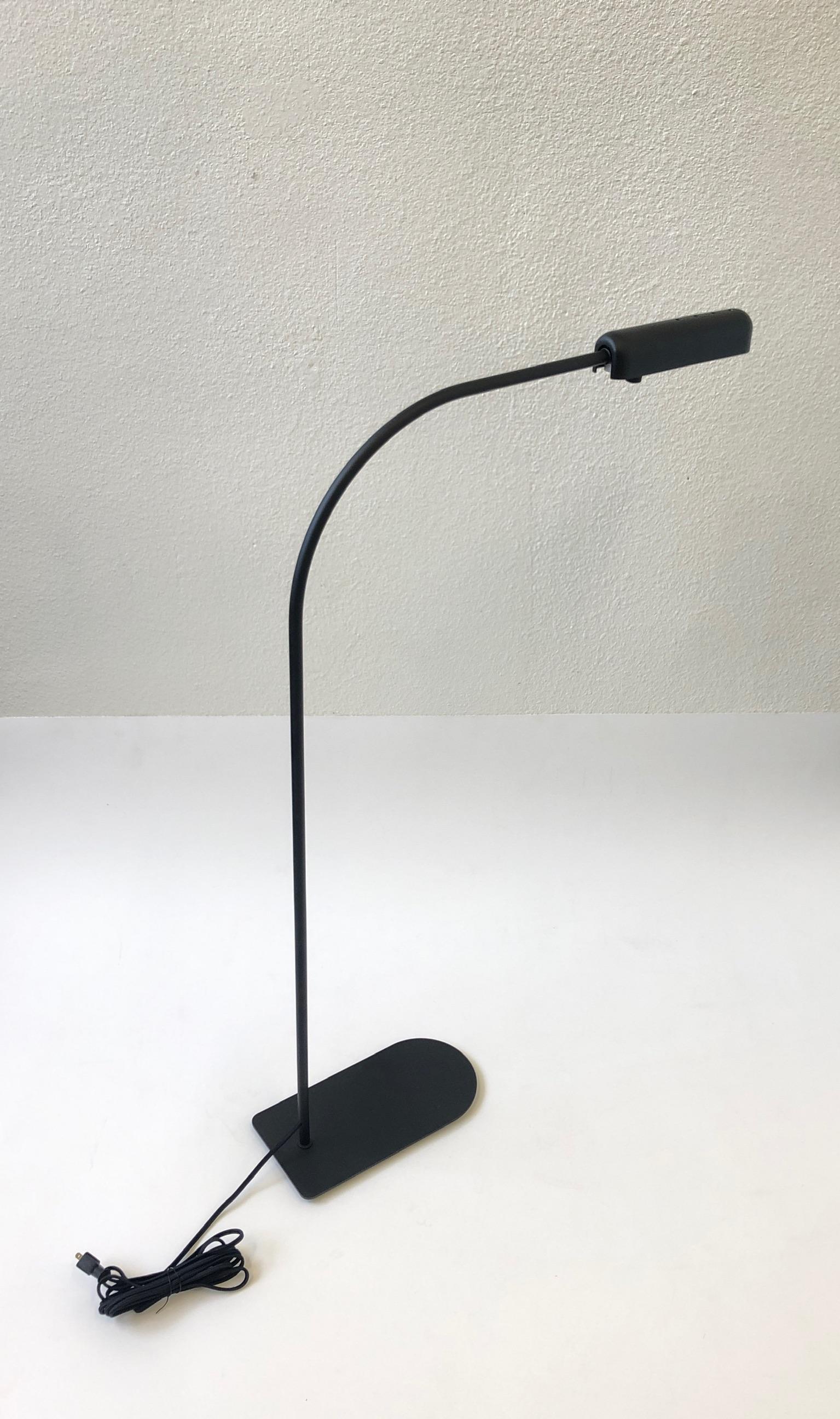 Satin Black Reading Floor Lamp by Ron Rezek In Excellent Condition In Palm Springs, CA