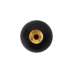 Satin Black Rounded Ceramic Bottle Vase with Gold Luster Lip by Sandi Fellman