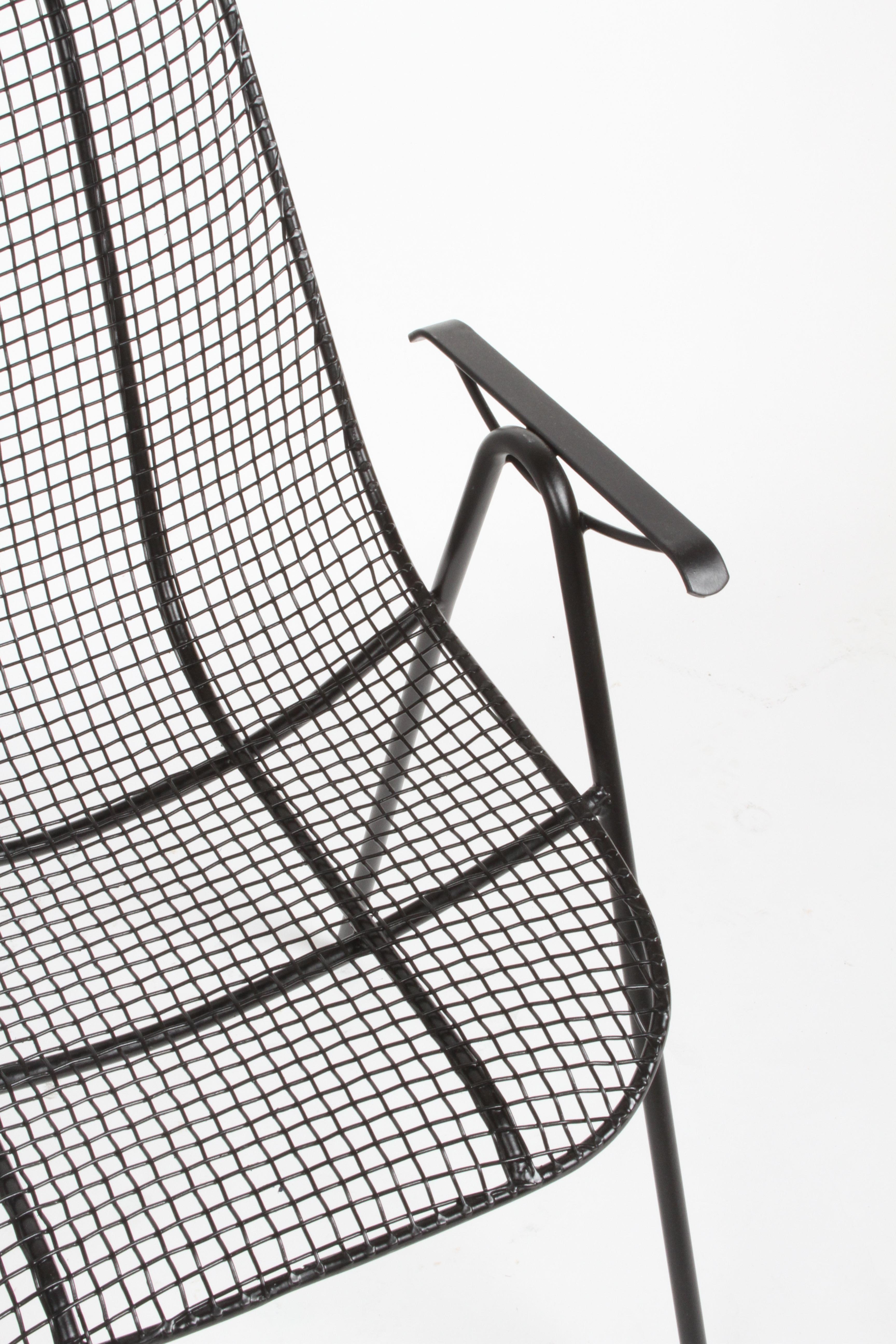 7 fauteuils de salle à manger Russell Woodard Sculptura en maille noire satinée restaurés en vente 5