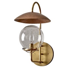 Satin Brass and Hammered Bronze Mia Sconce - Outdoor Use