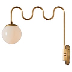 Satin Brass Cecil Sconce - Milk Glass Globe