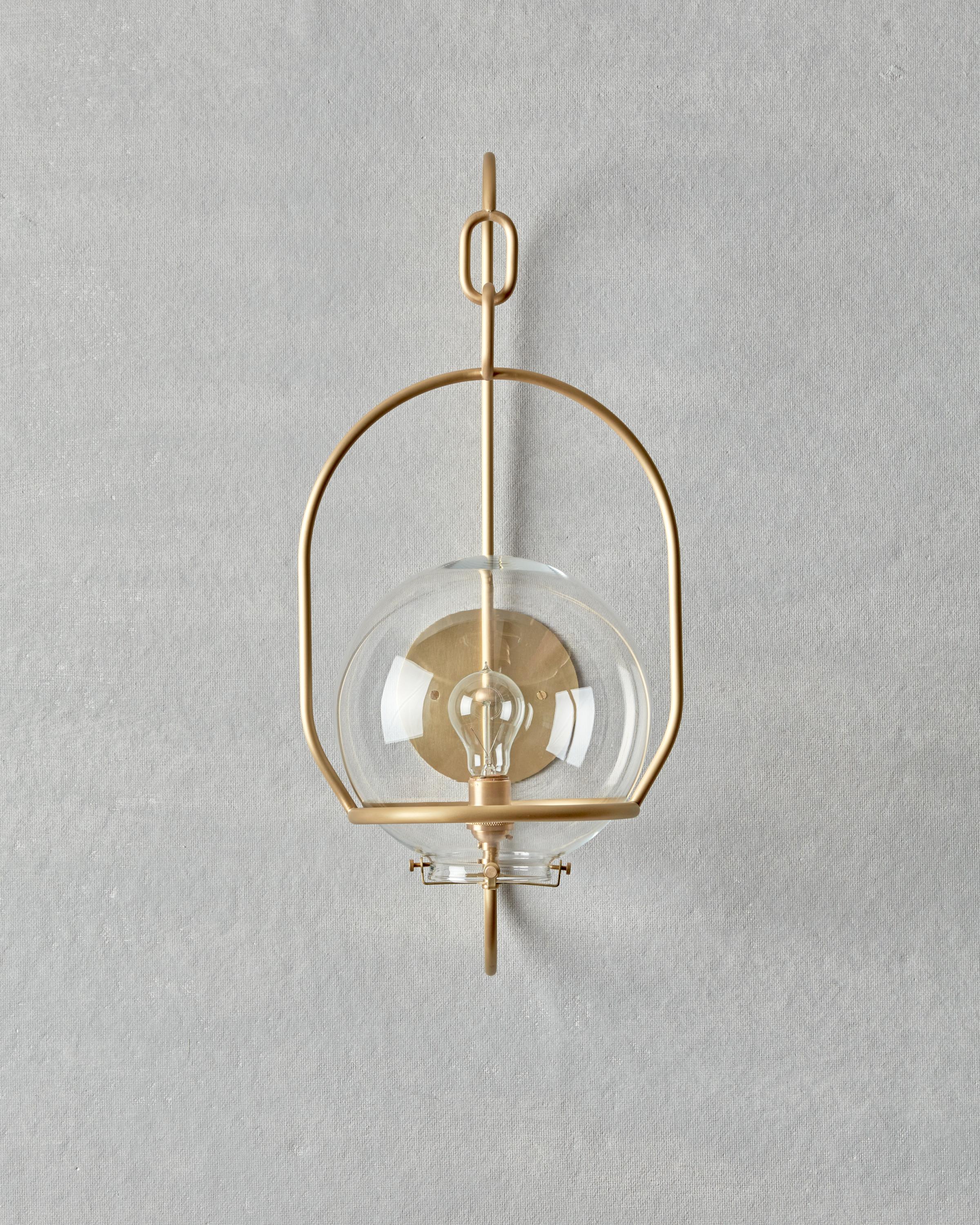 American Satin Brass Emil Lantern - Large - Outdoor Use For Sale