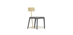 Satin Brass Fan Chair with Rectangular Backrest by Frank Chou