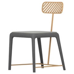 Satin Brass Fan Chair with Rectangular Backrest by Frank Chou