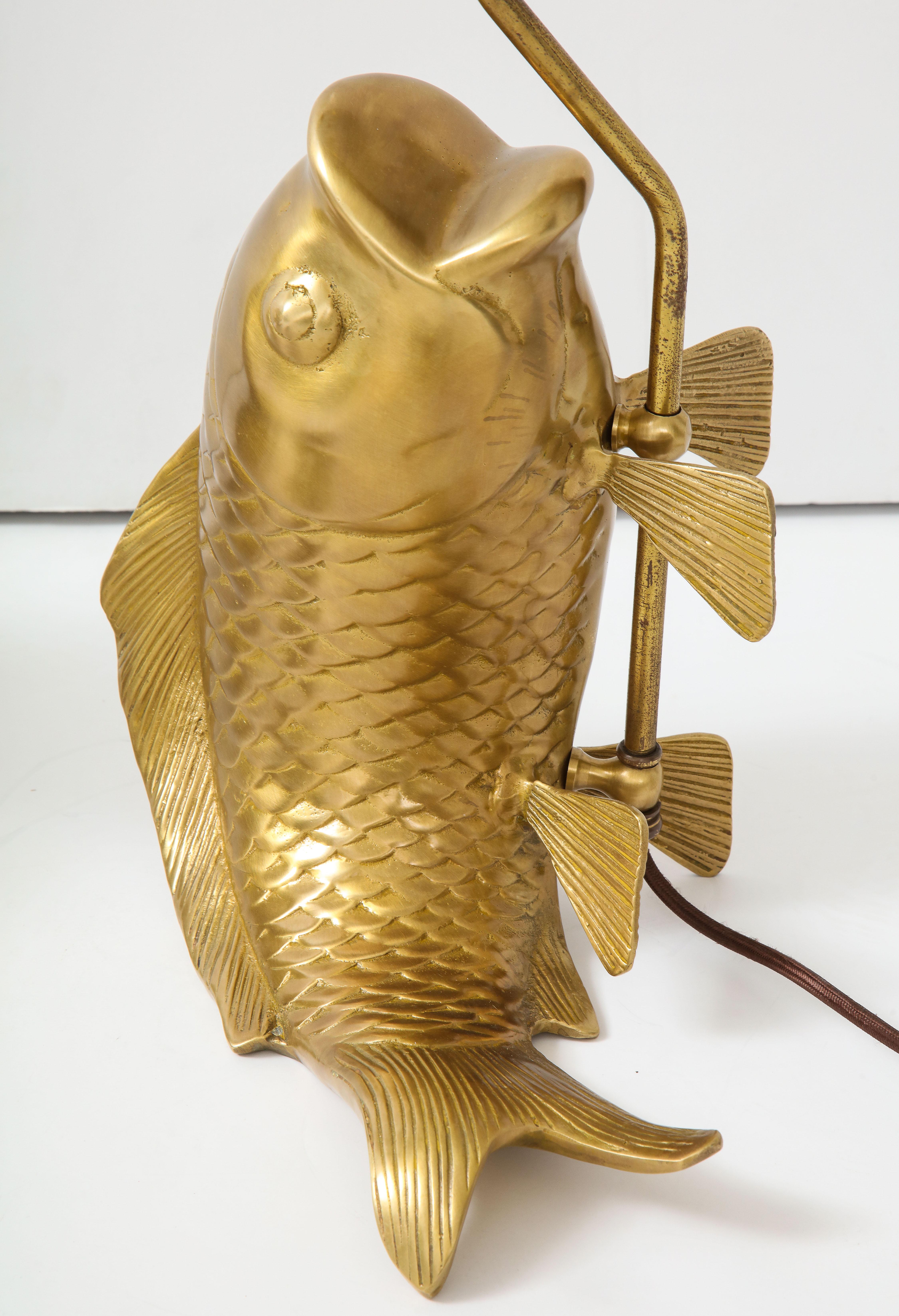 Satin Brass Koi Fish Lamps For Sale 4