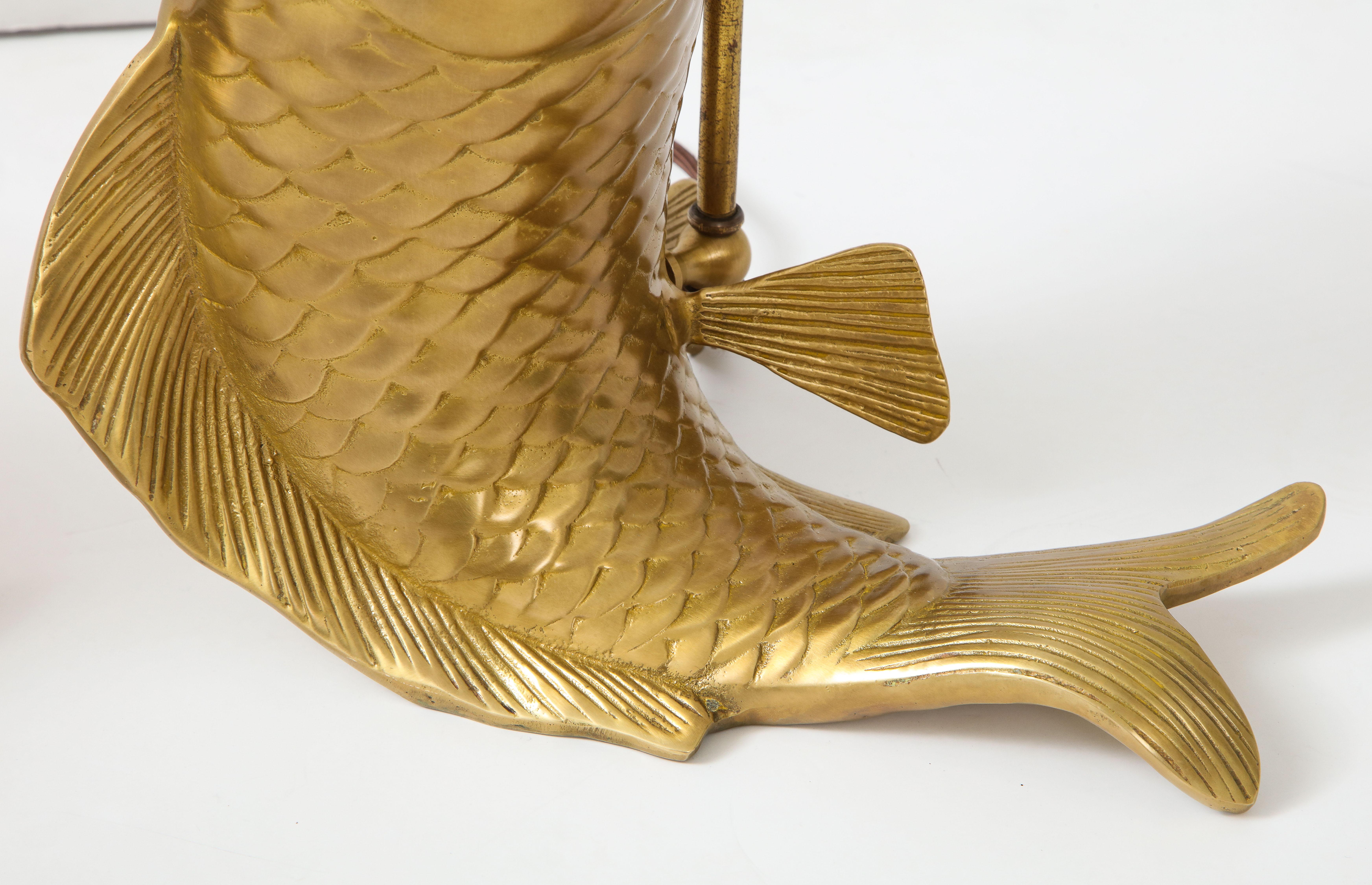 Satin Brass Koi Fish Lamps For Sale 5