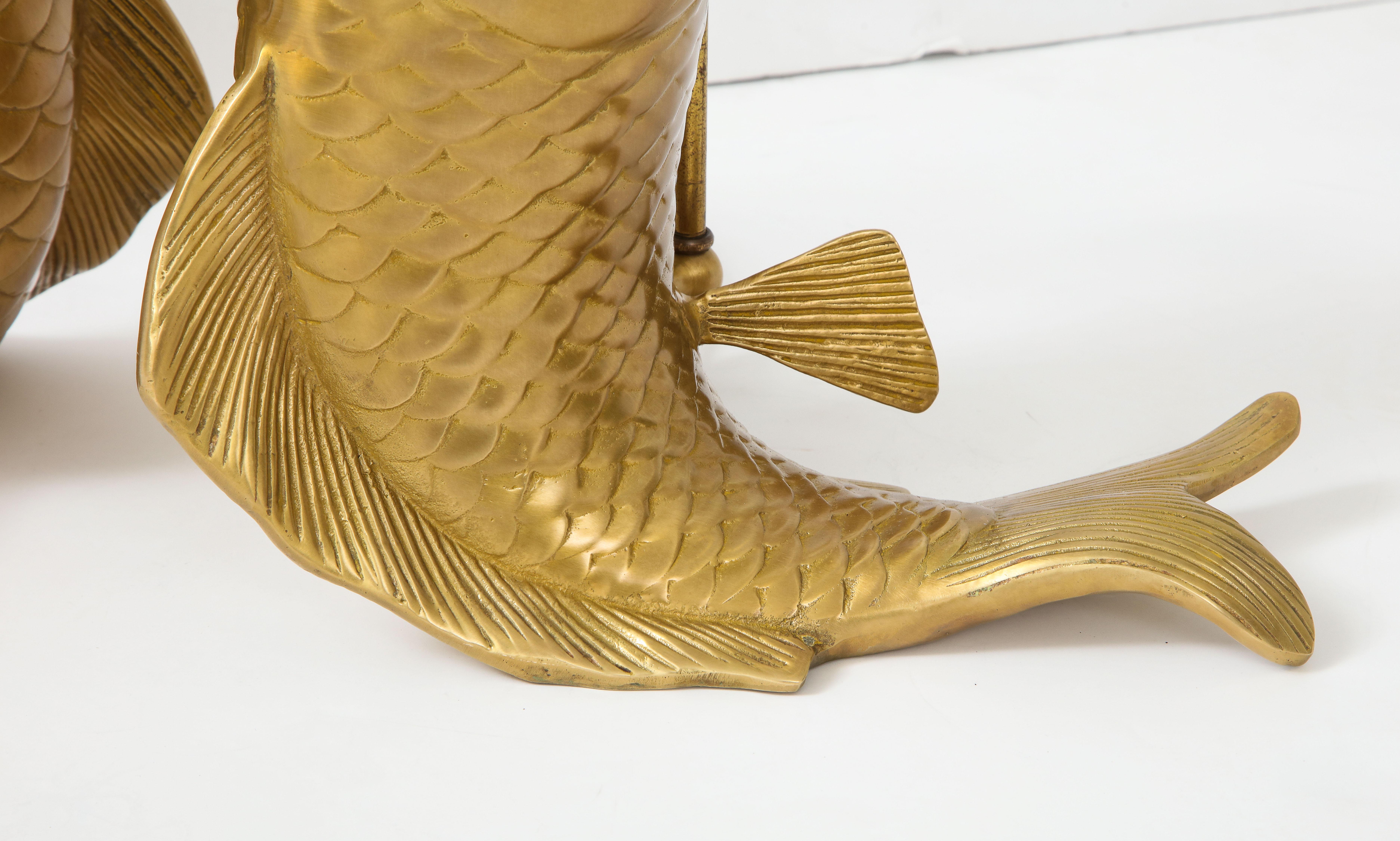 Satin Brass Koi Fish Lamps For Sale 6