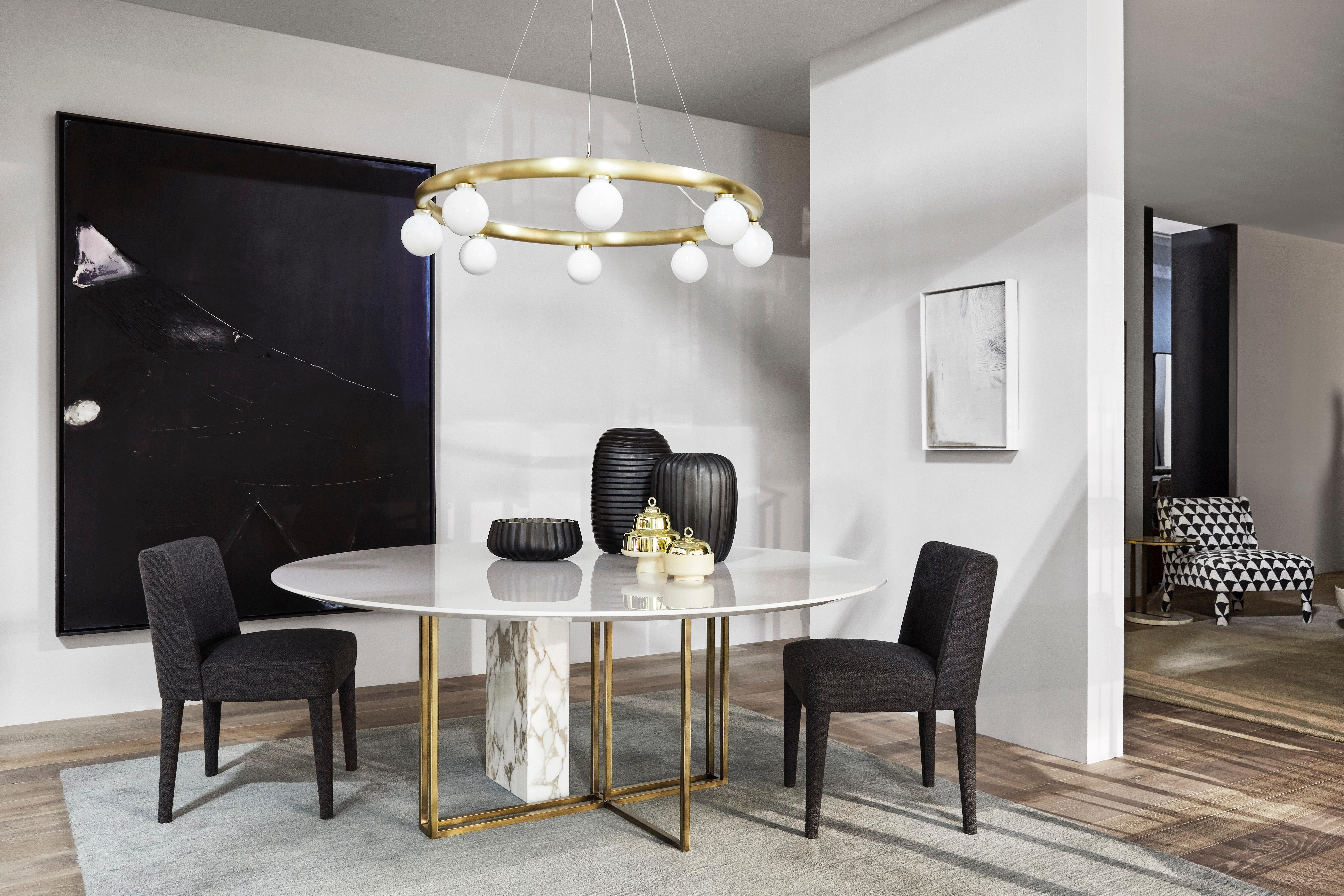 Modern Satin Brass Orb Pendant by CTO Lighting