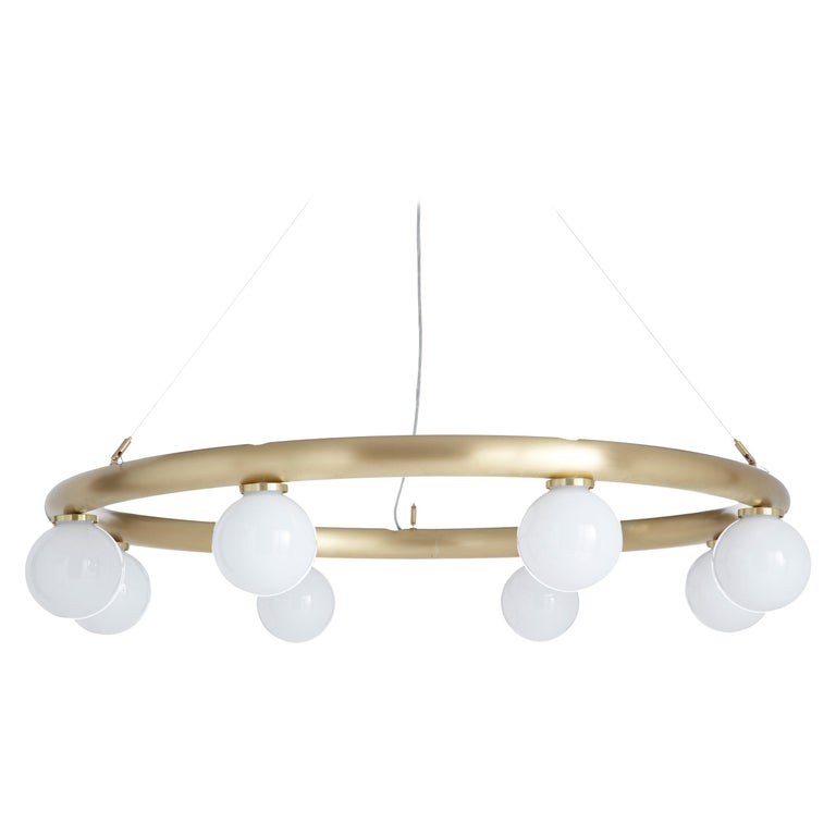 Satin Brass Orb Pendant by CTO Lighting For Sale at 1stDibs